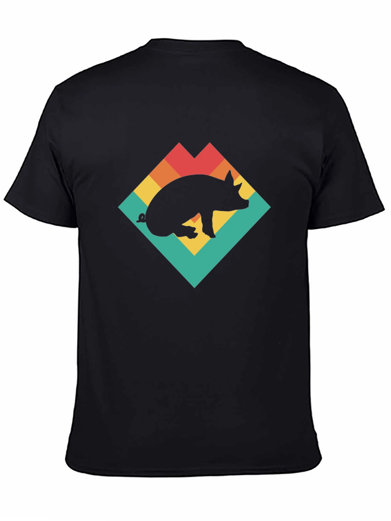 Retro Pig Graphic T-Shirt - Black