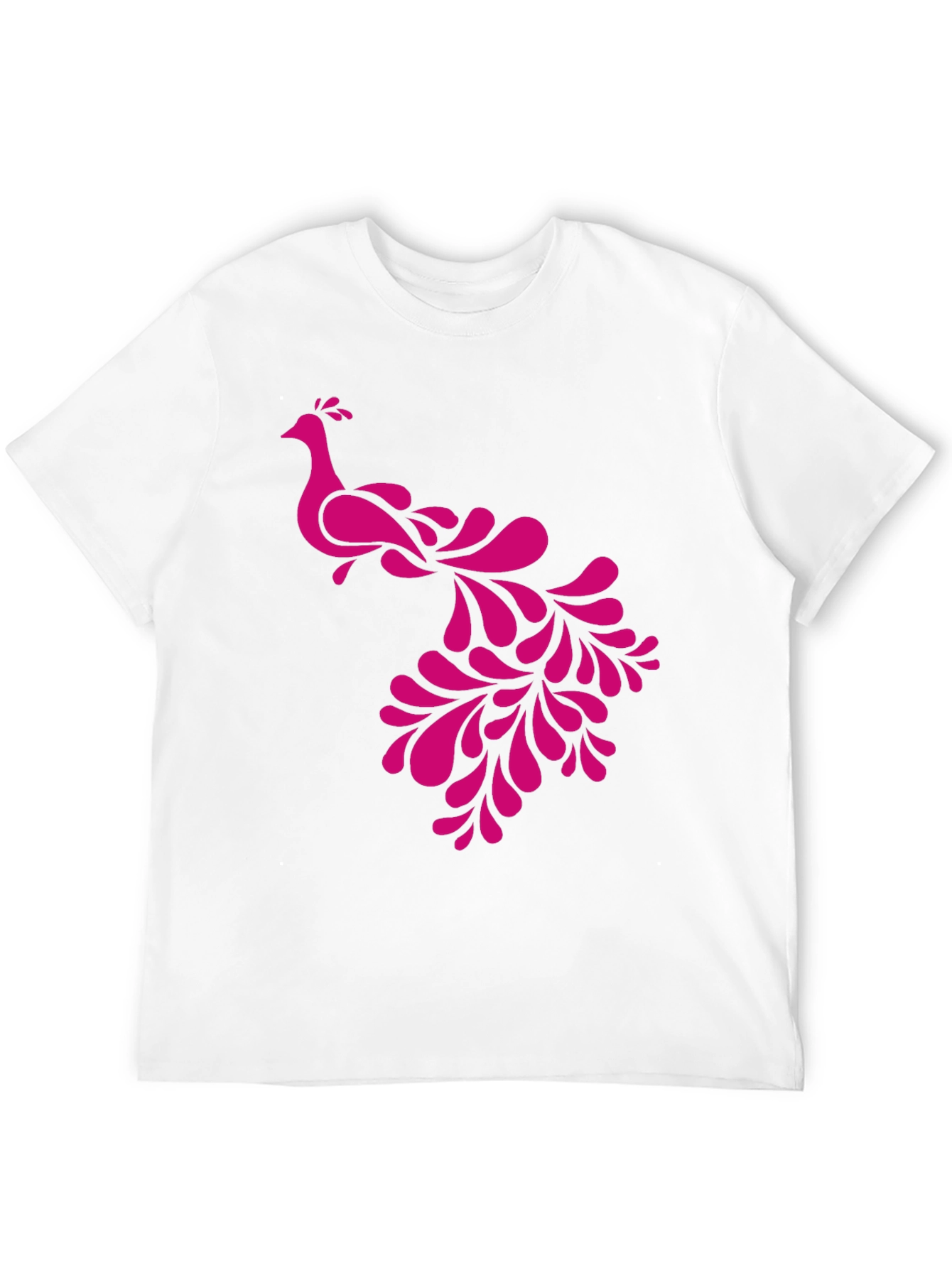 Pink Peacock Graphic Black T-Shirt