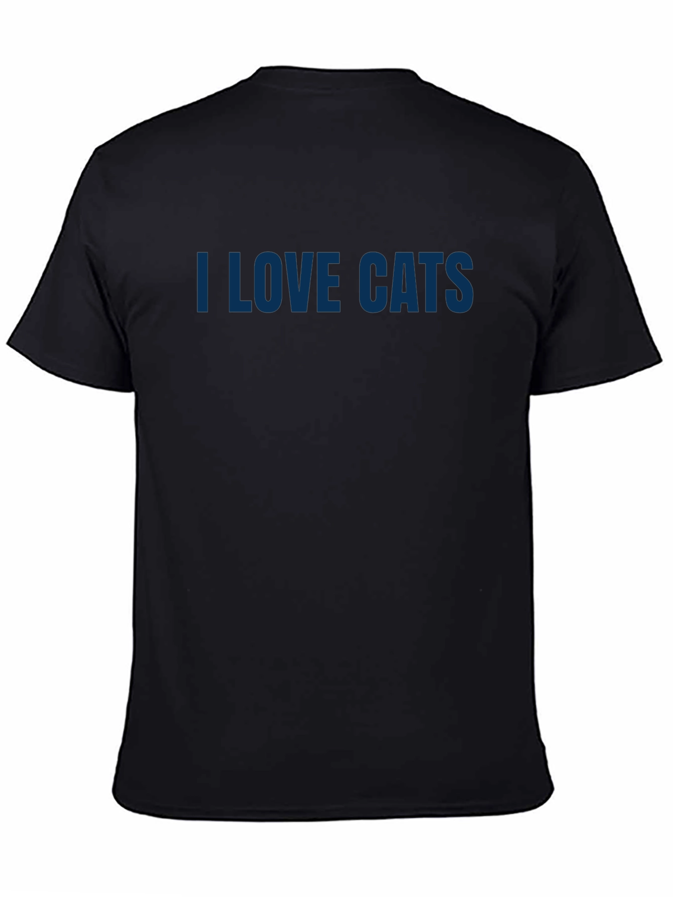 I Love Cats T-Shirt - Blue on Black Tee