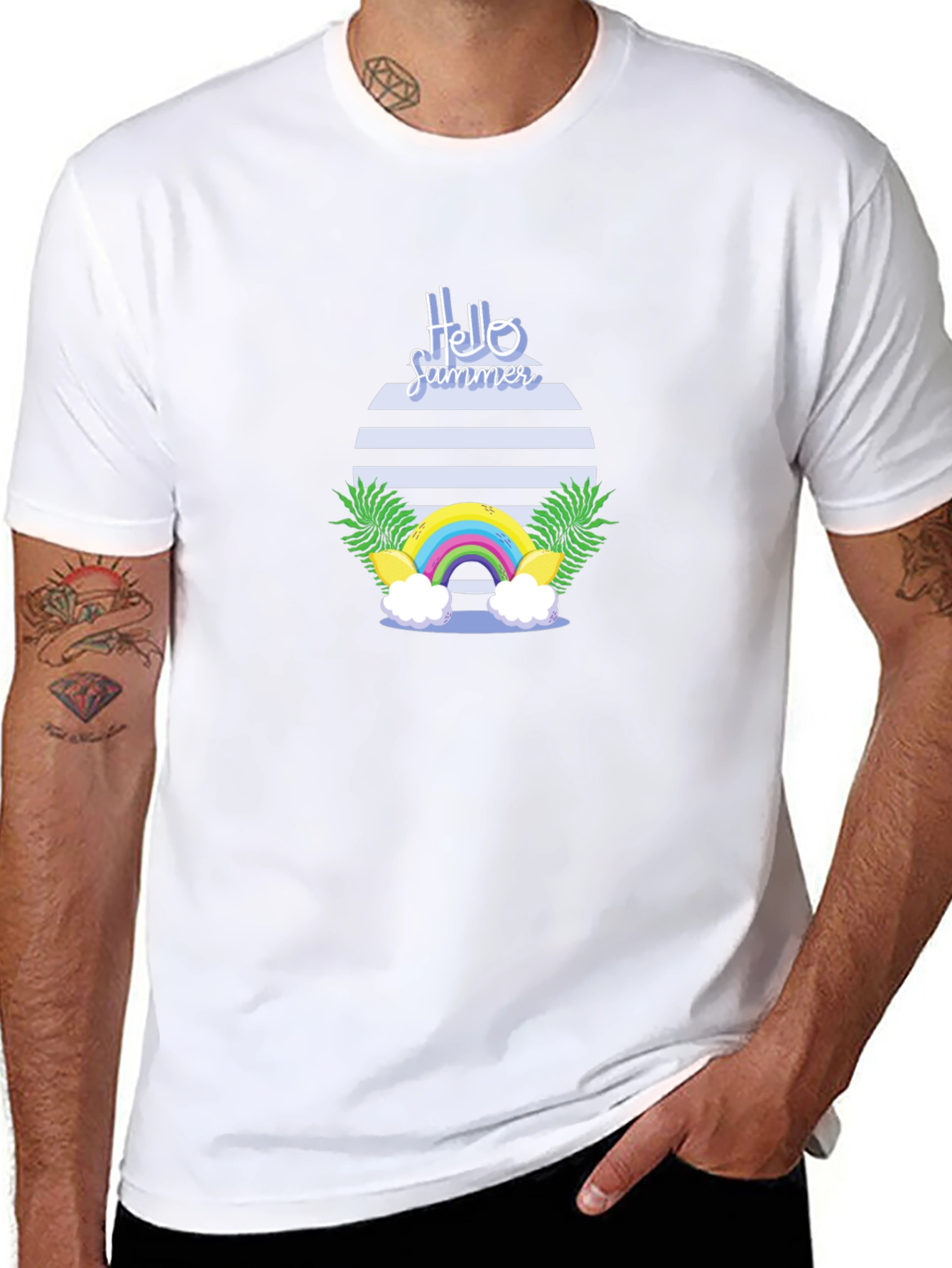 Hello Summer Graphic Tee - Black Cotton Casual T-Shirt
