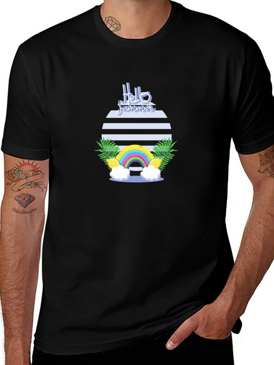 Hello Summer Graphic Tee - Black Cotton Casual T-Shirt