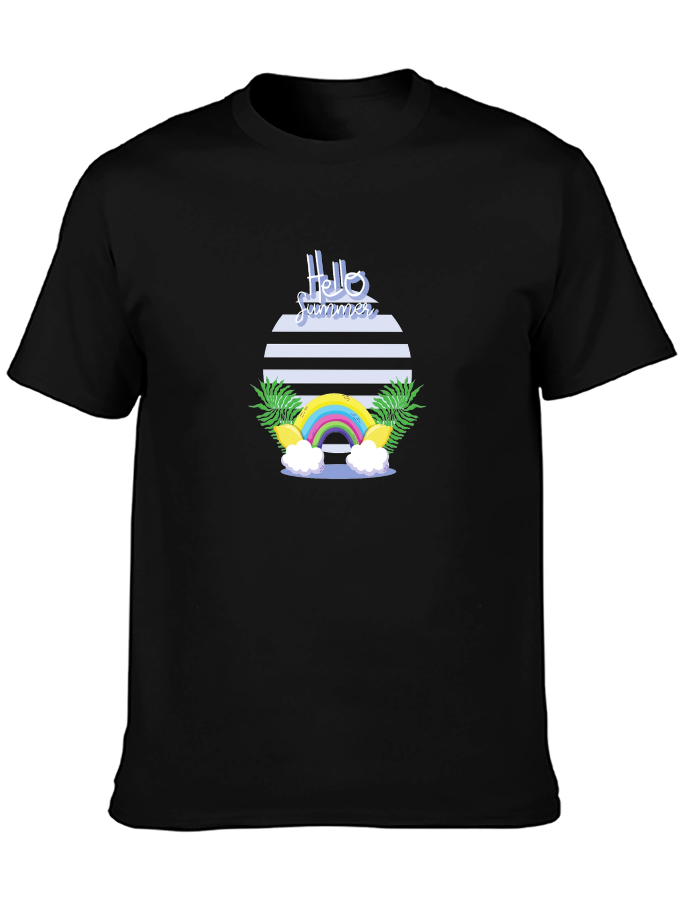 Hello Summer Graphic Tee - Black Cotton Casual T-Shirt