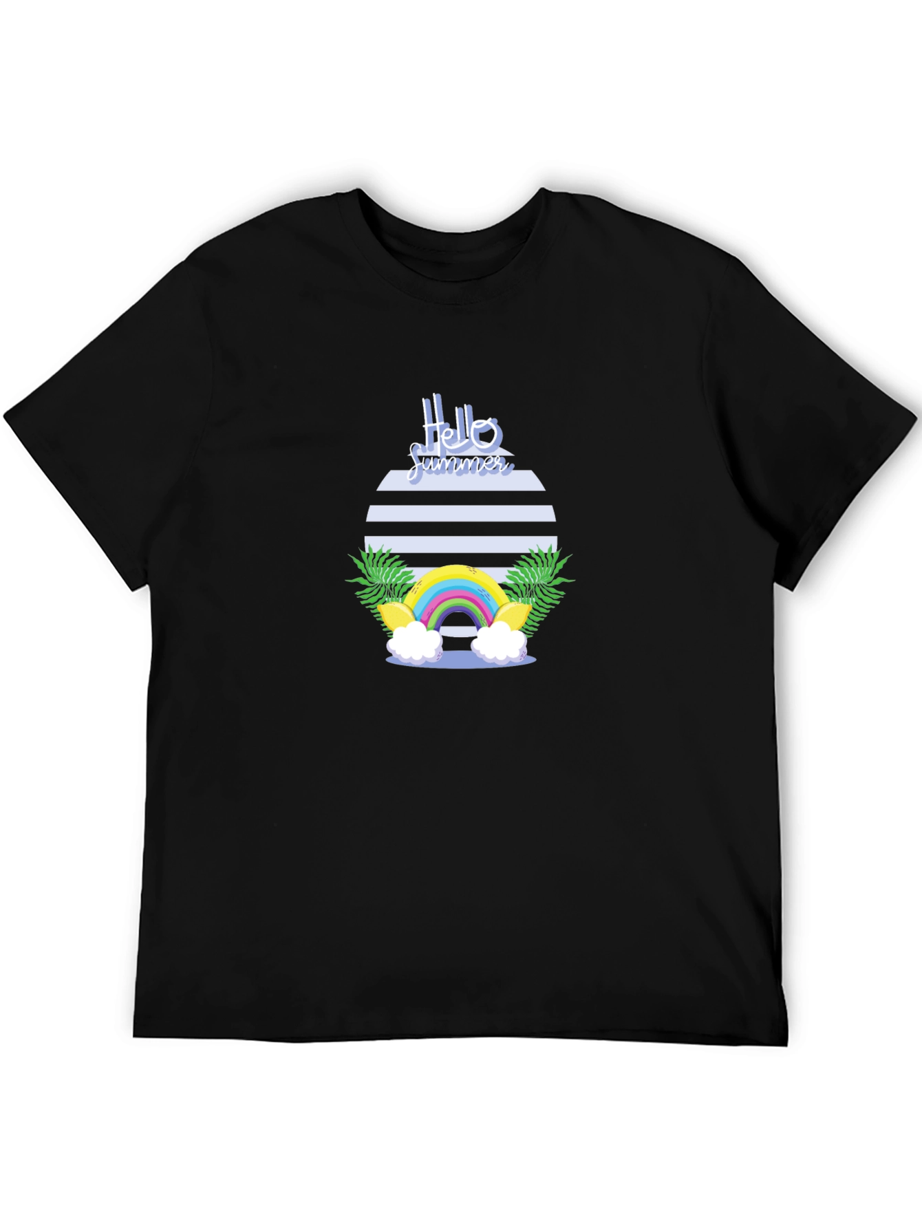 Hello Summer Graphic Tee - Black Cotton Casual T-Shirt