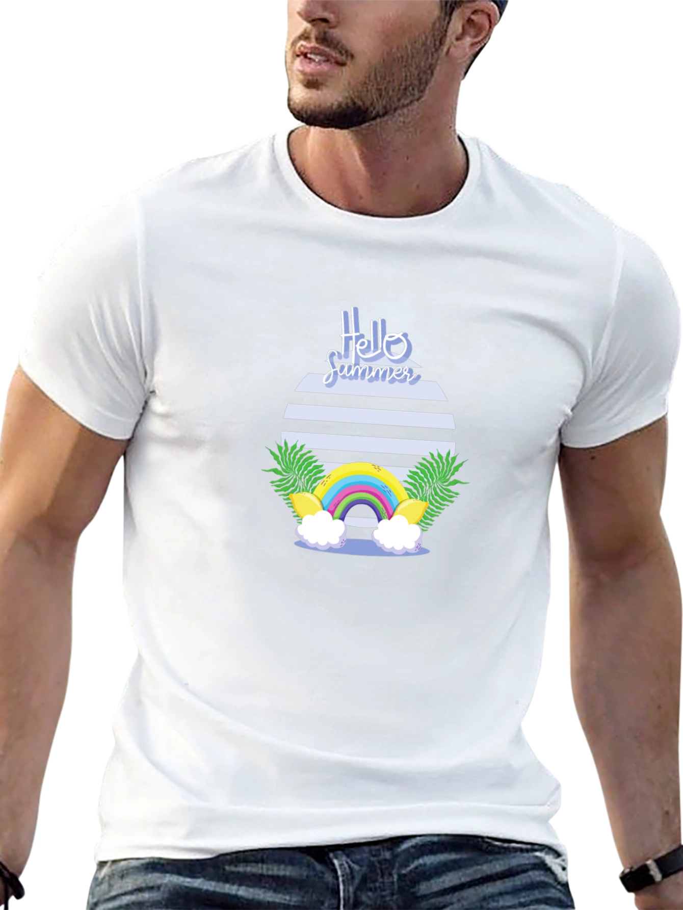 Hello Summer Graphic Tee - Black Cotton Casual T-Shirt