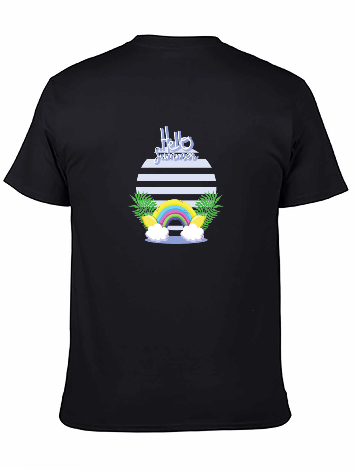 Hello Summer Graphic Tee - Black Cotton Casual T-Shirt