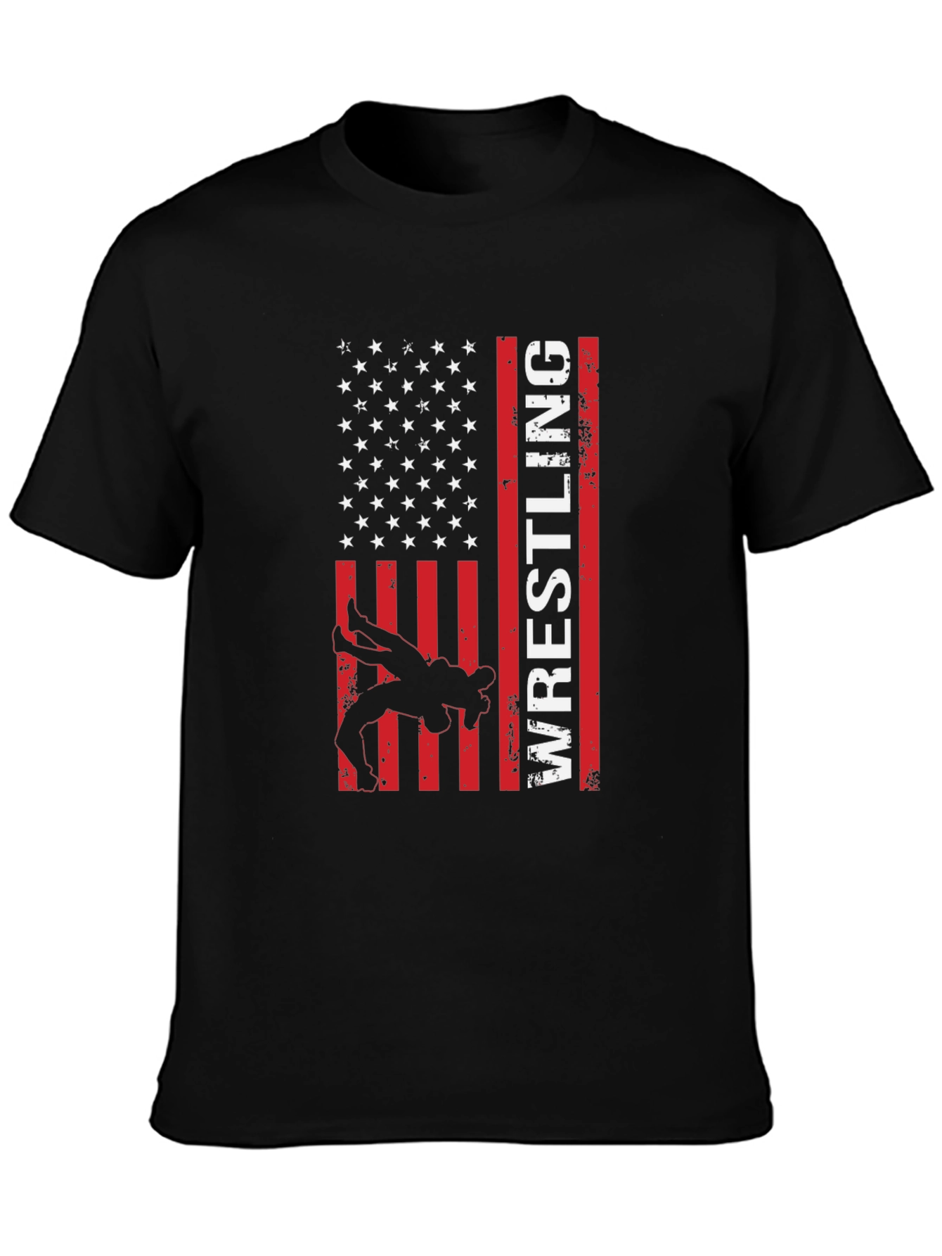 Wrestling American Flag Graphic T-Shirt