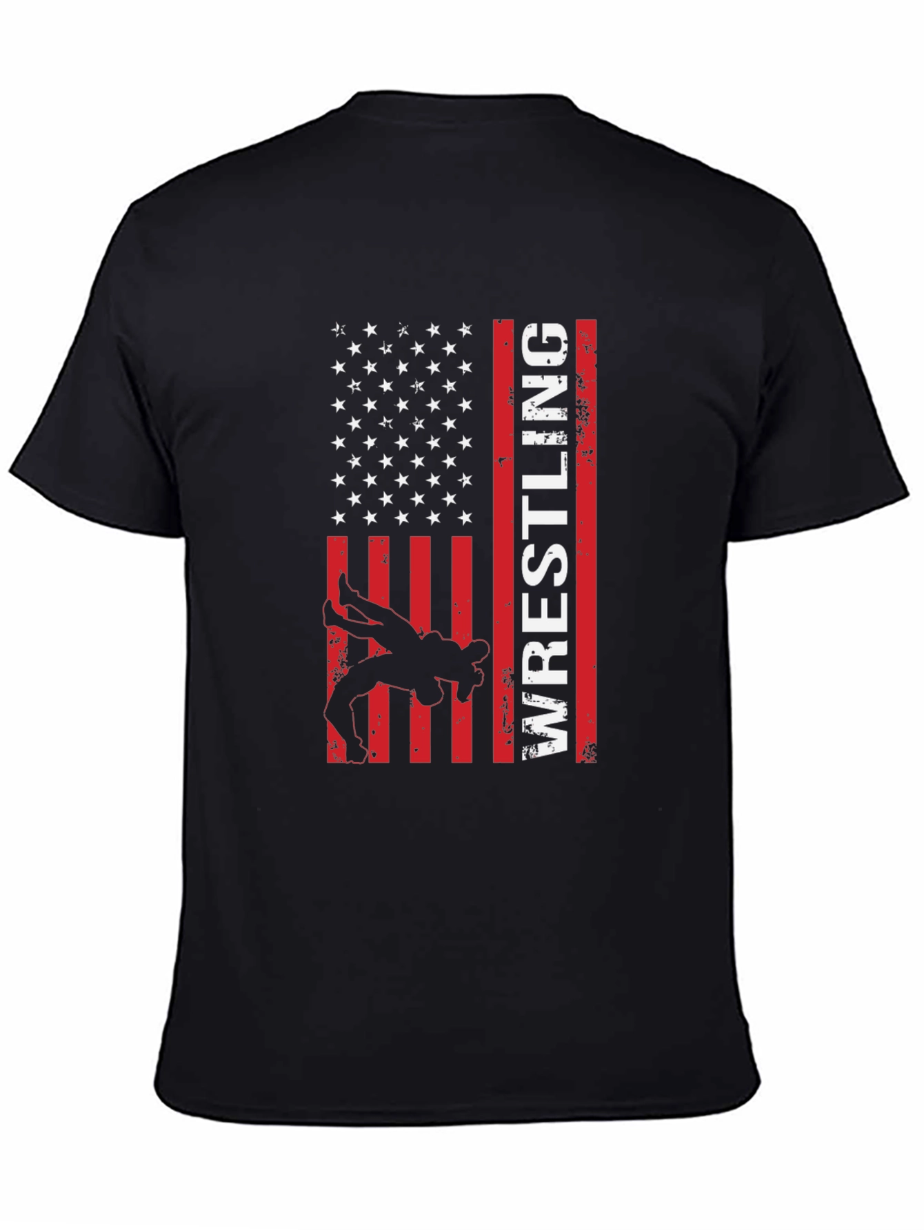 Wrestling American Flag Graphic T-Shirt