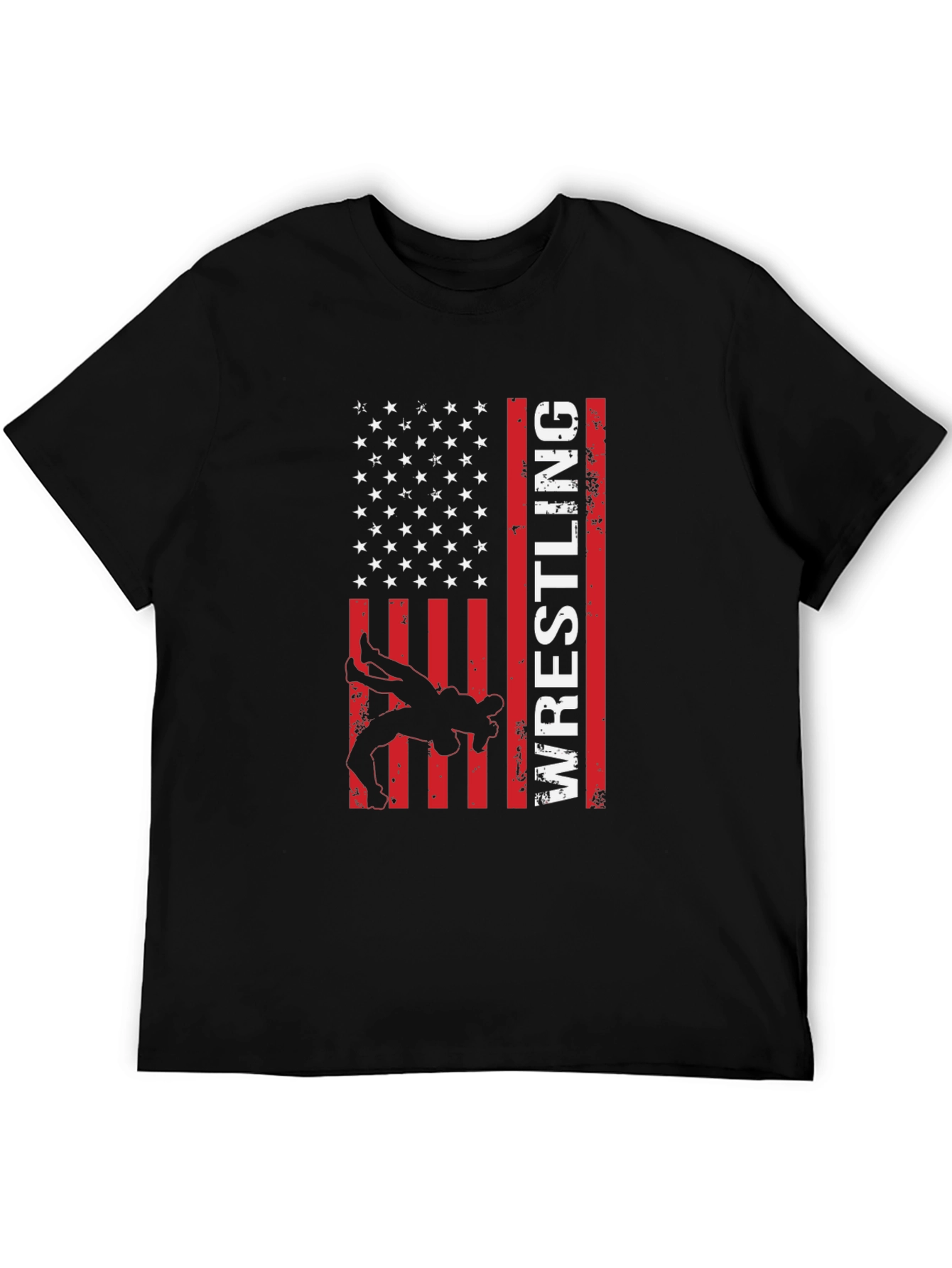 Wrestling American Flag Graphic T-Shirt
