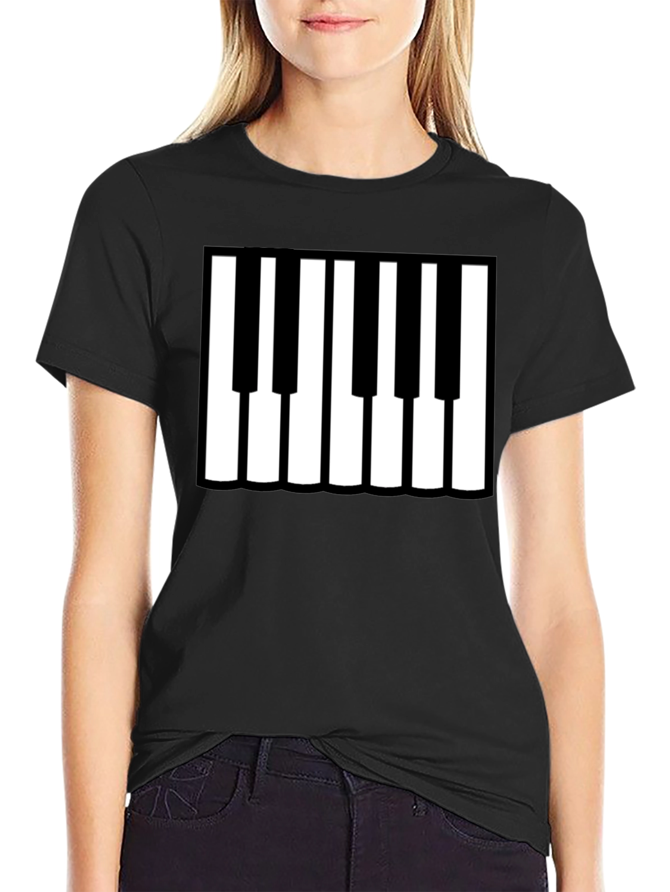 Piano Keys Graphic Black T-Shirt