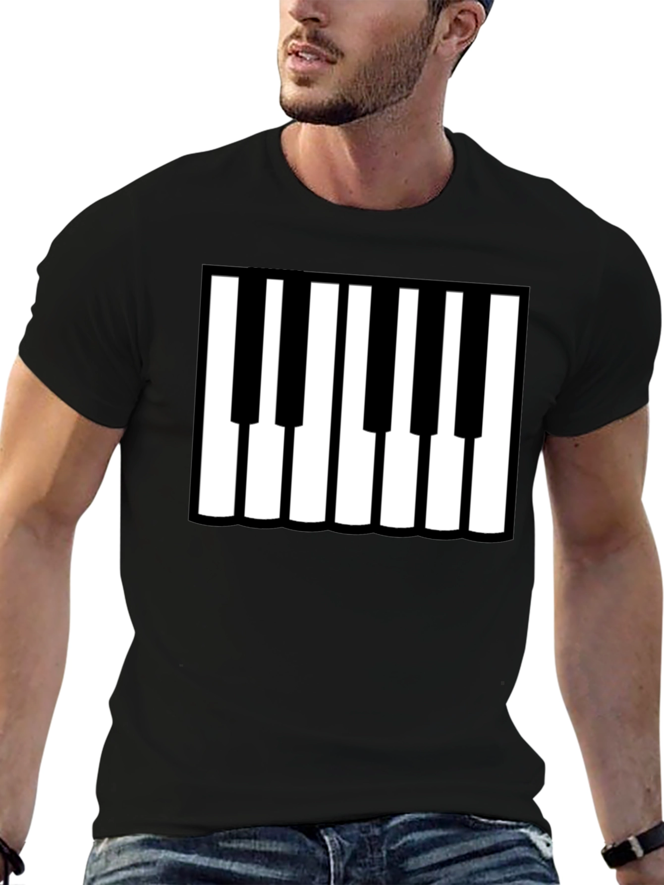 Piano Keys Graphic Black T-Shirt