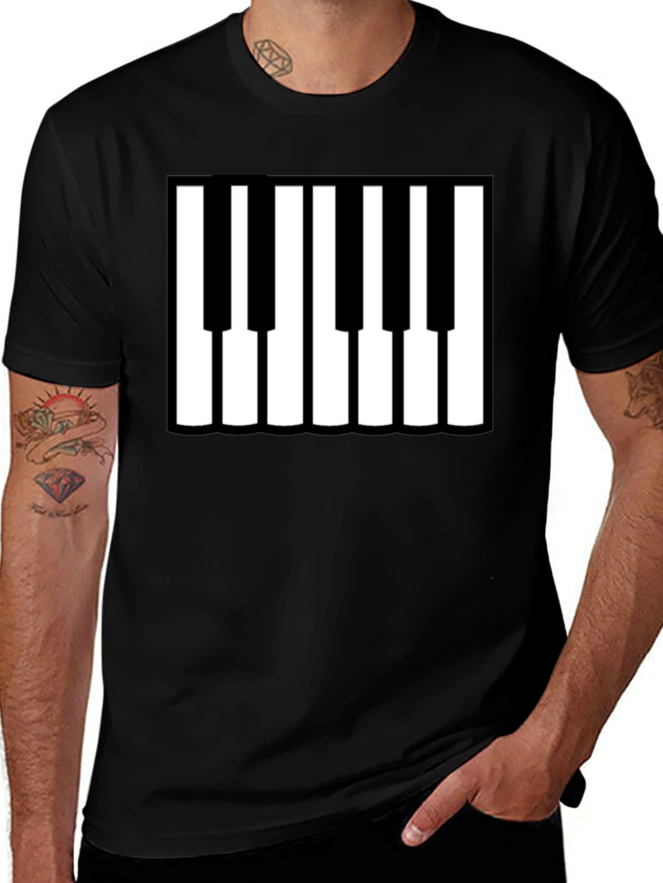 Piano Keys Graphic Black T-Shirt