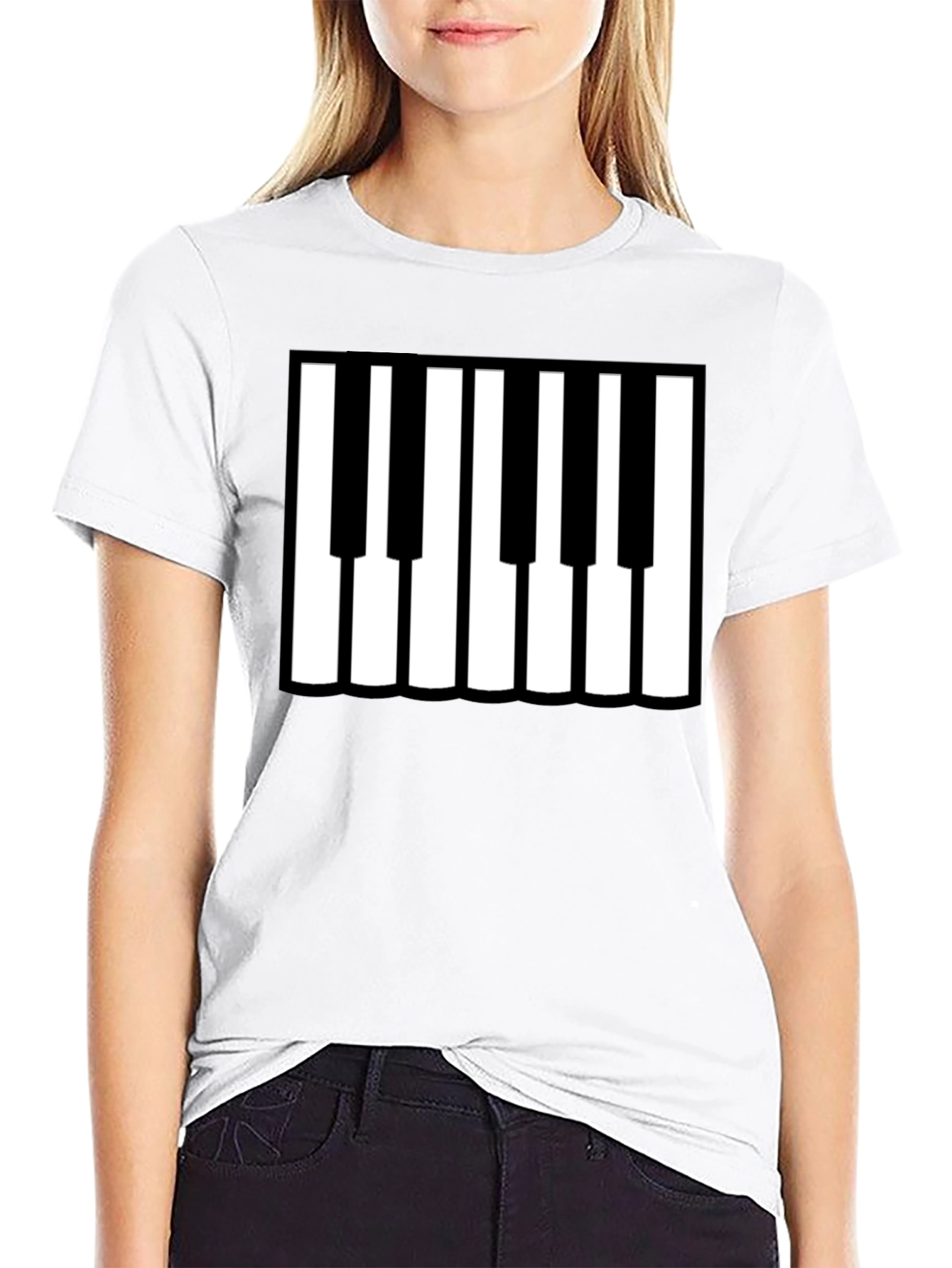 Piano Keys Graphic Black T-Shirt