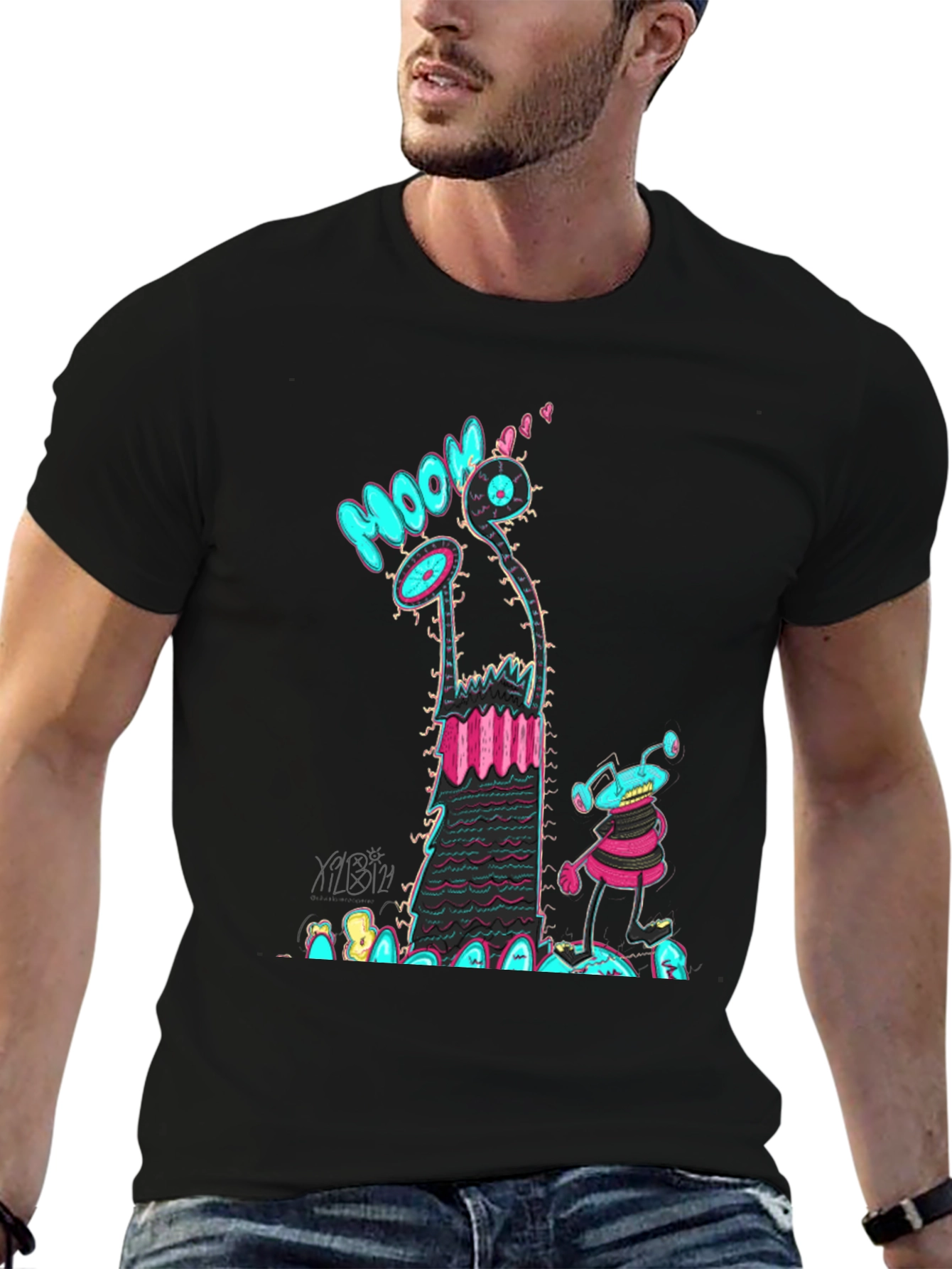 Groovy Alien Graphic T-Shirt - Black