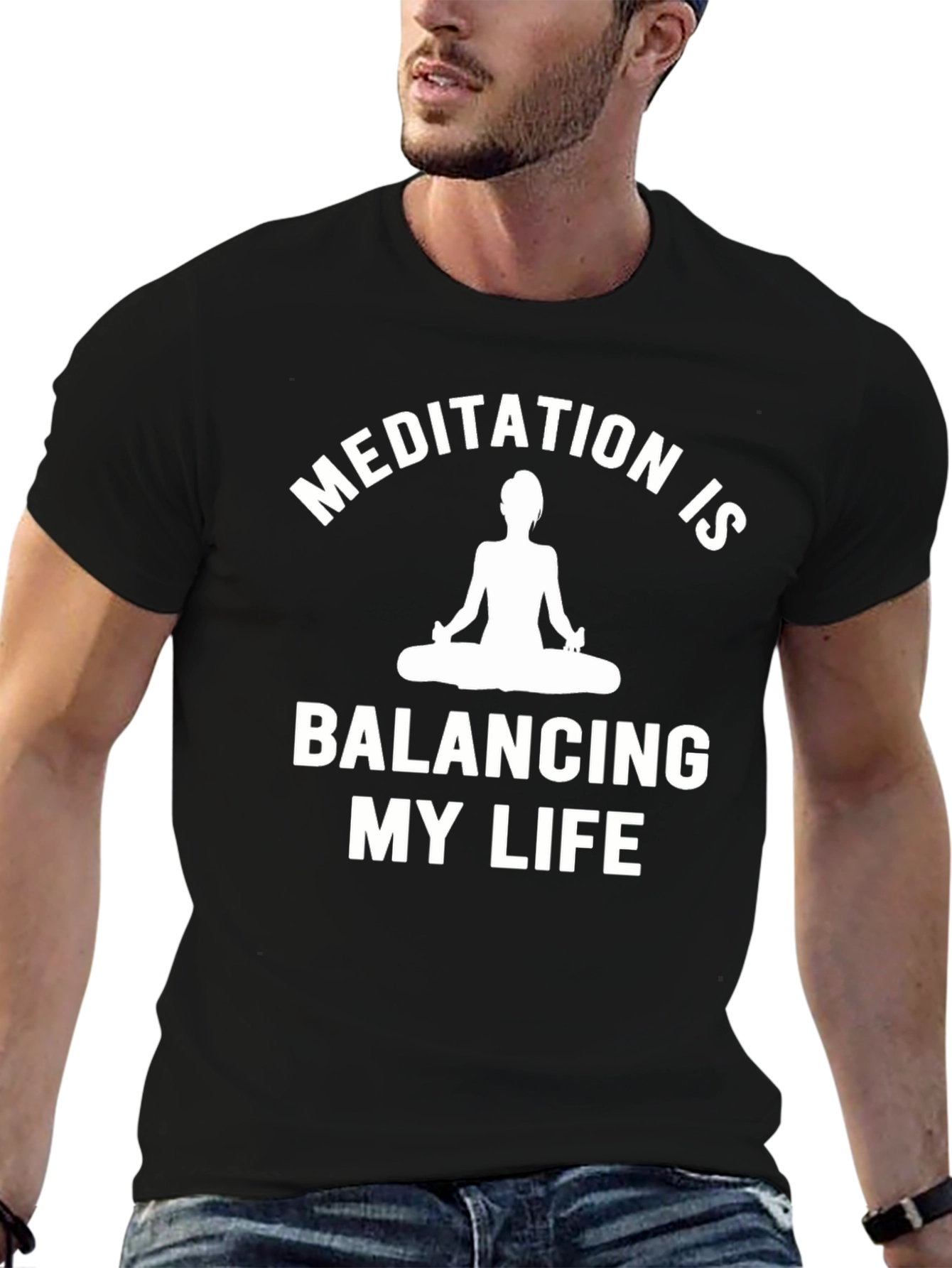 Meditation Balancing Life Black Graphic Tee