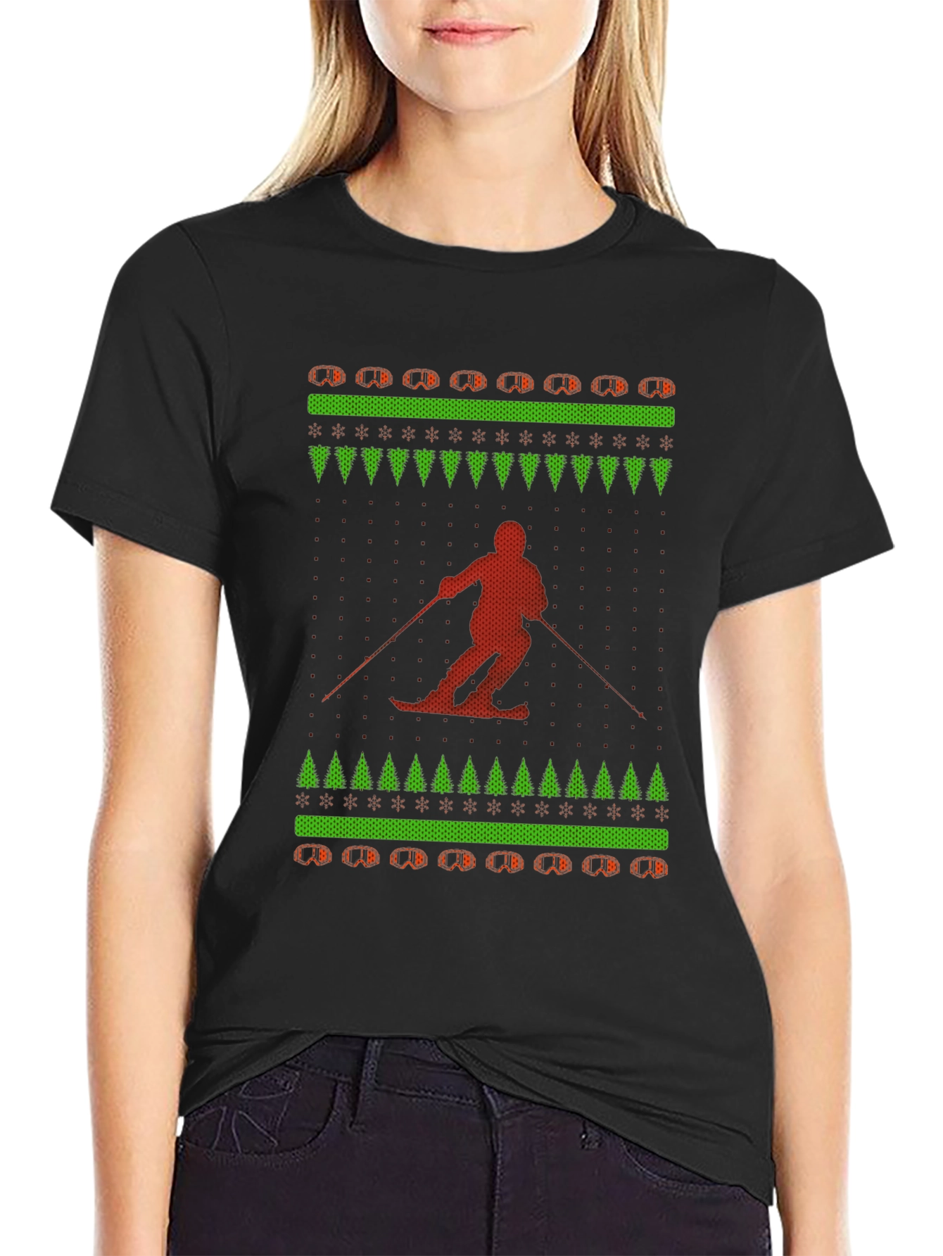 Skiing Ugly Christmas Sweater T-Shirt