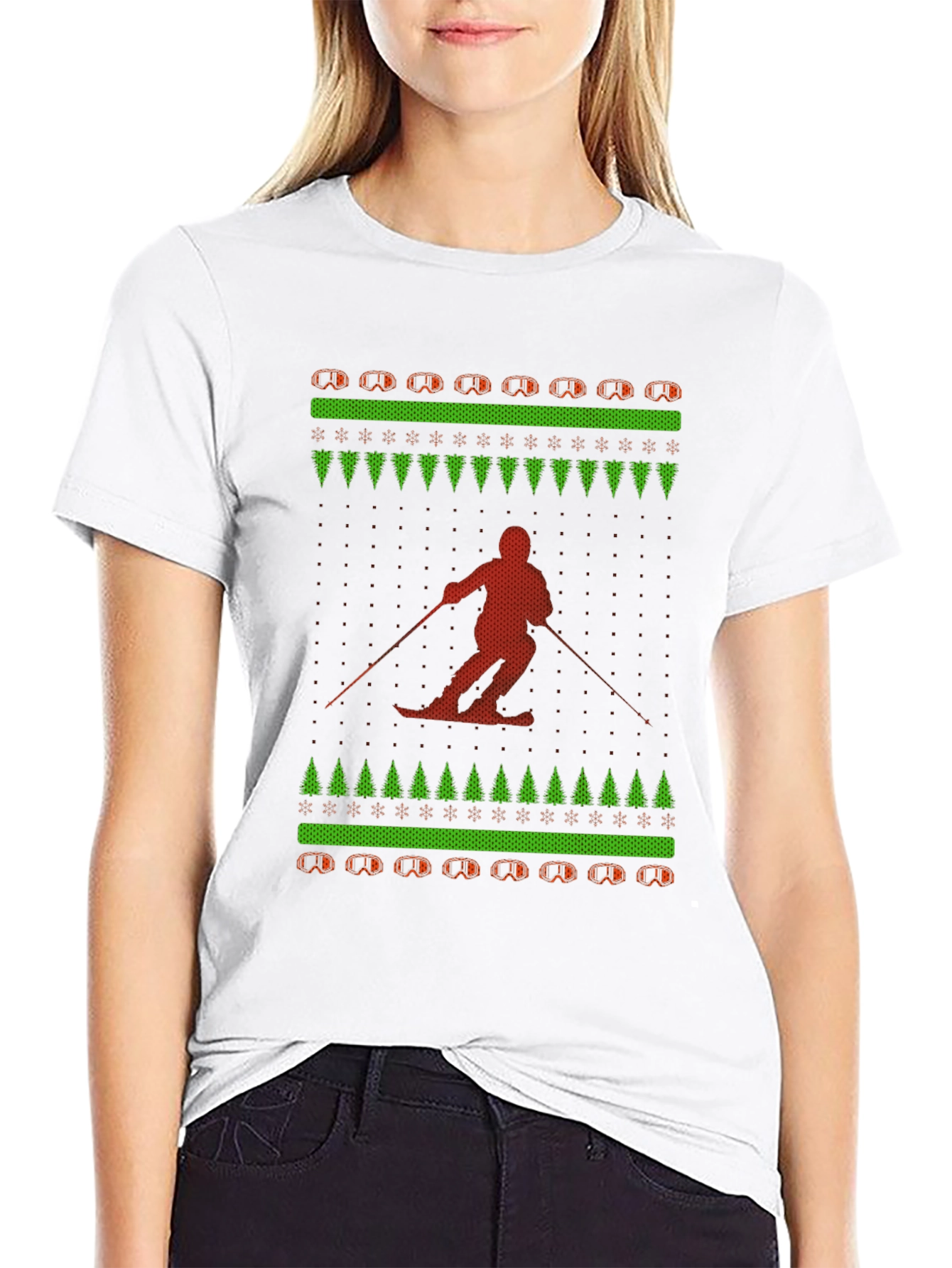 Skiing Ugly Christmas Sweater T-Shirt
