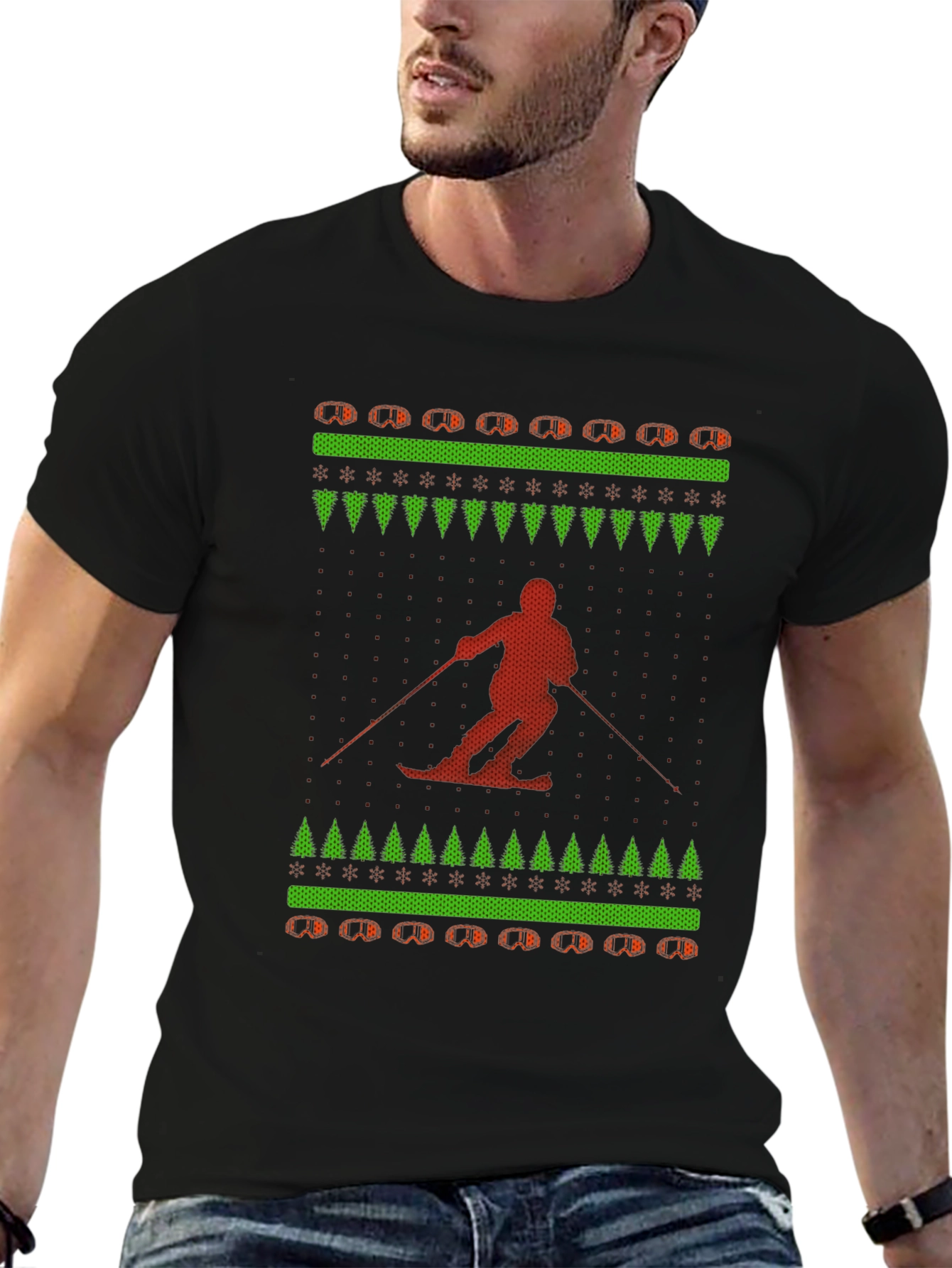 Skiing Ugly Christmas Sweater T-Shirt