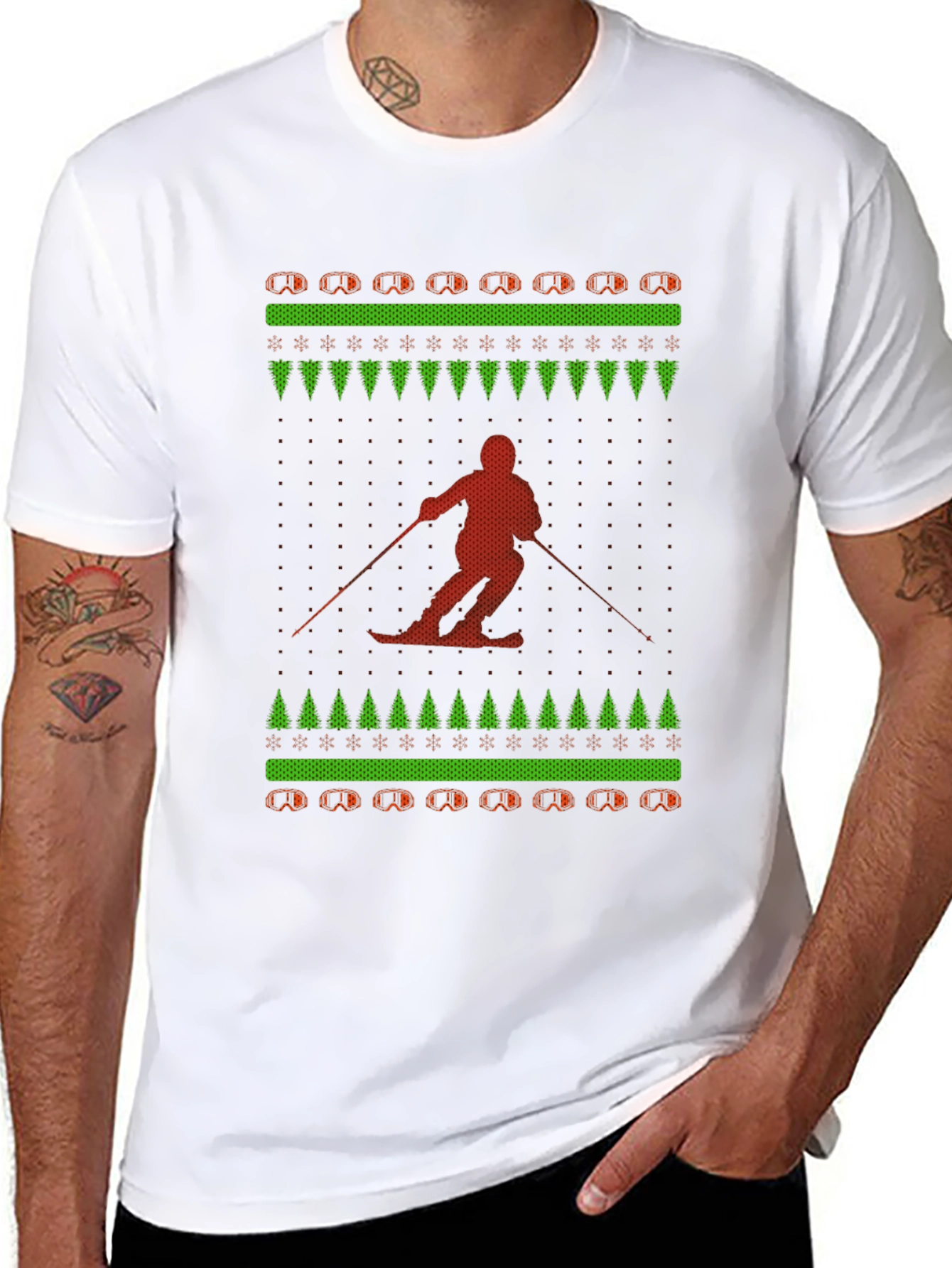 Skiing Ugly Christmas Sweater T-Shirt