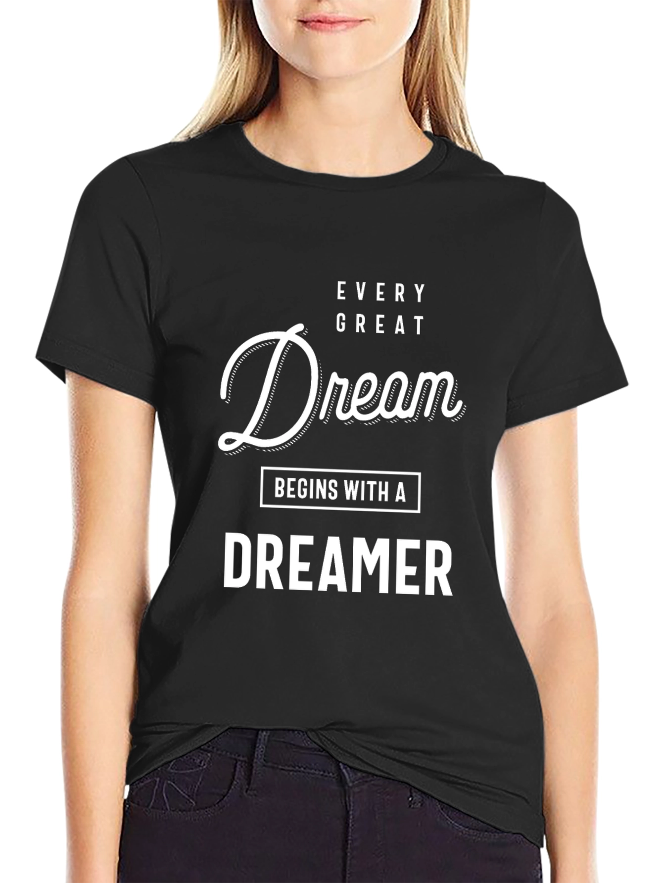 Dreamer Graphic Print Black T-Shirt