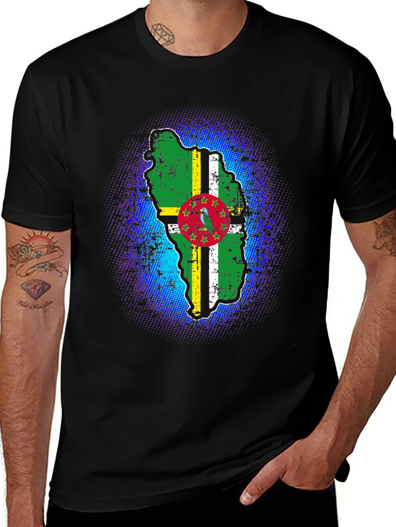 Dominica Flag T-Shirt - Distressed Graphic Tee