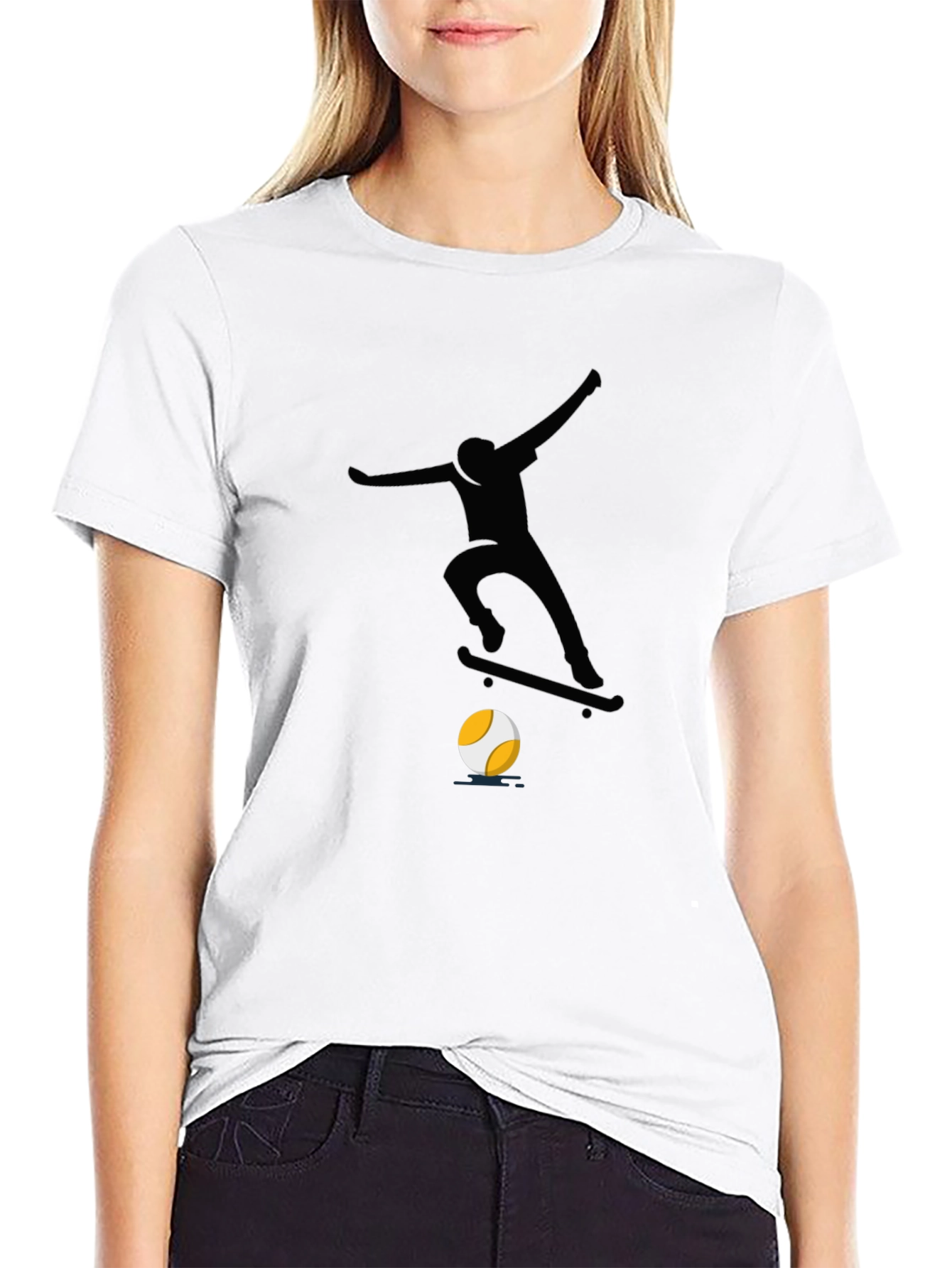 Cool Skateboarder Graphic Tee - Black
