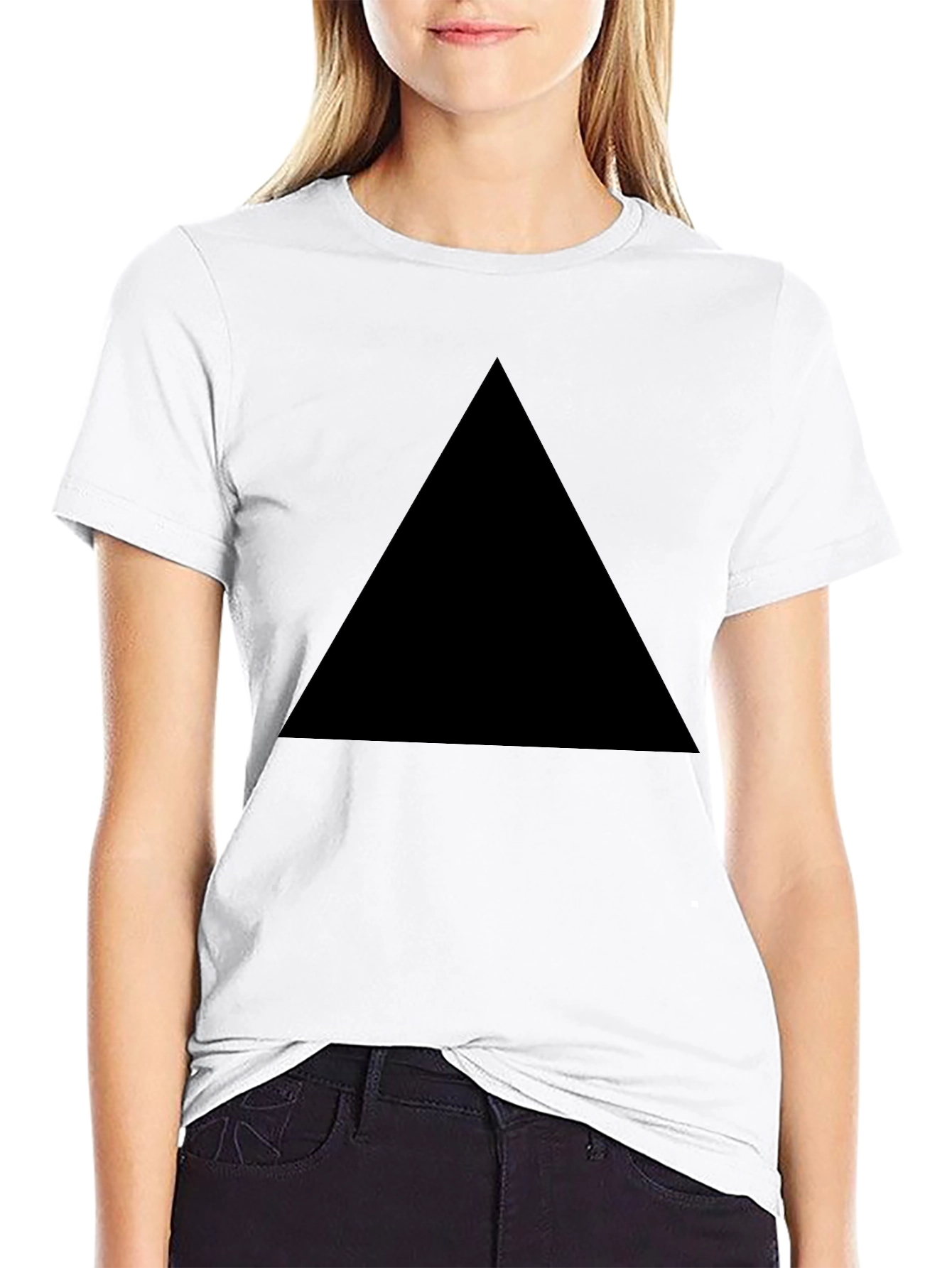 Mens Black T-Shirt with Geometric Triangle Design