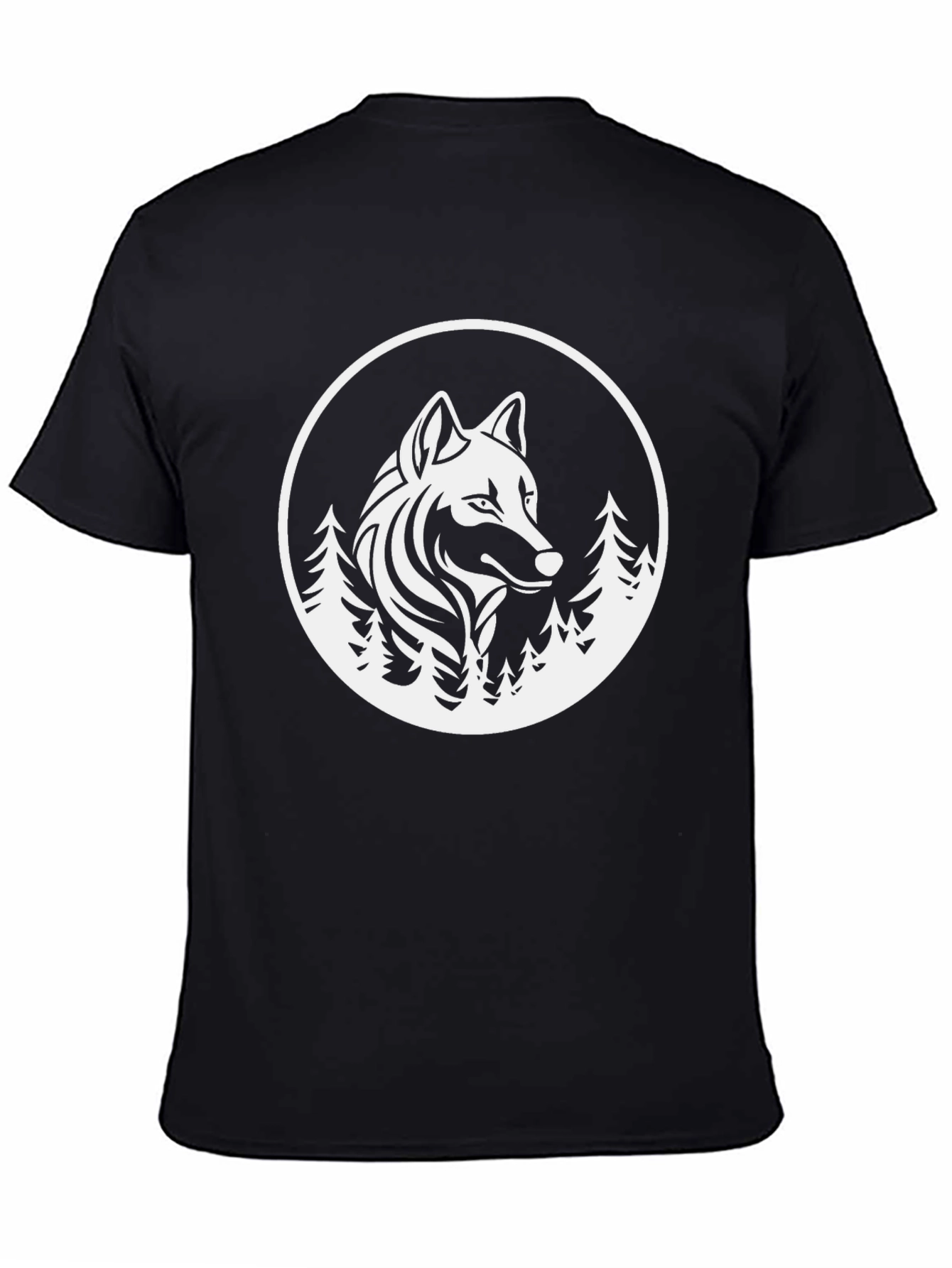 Wolf and Forest Graphic Tee - Black