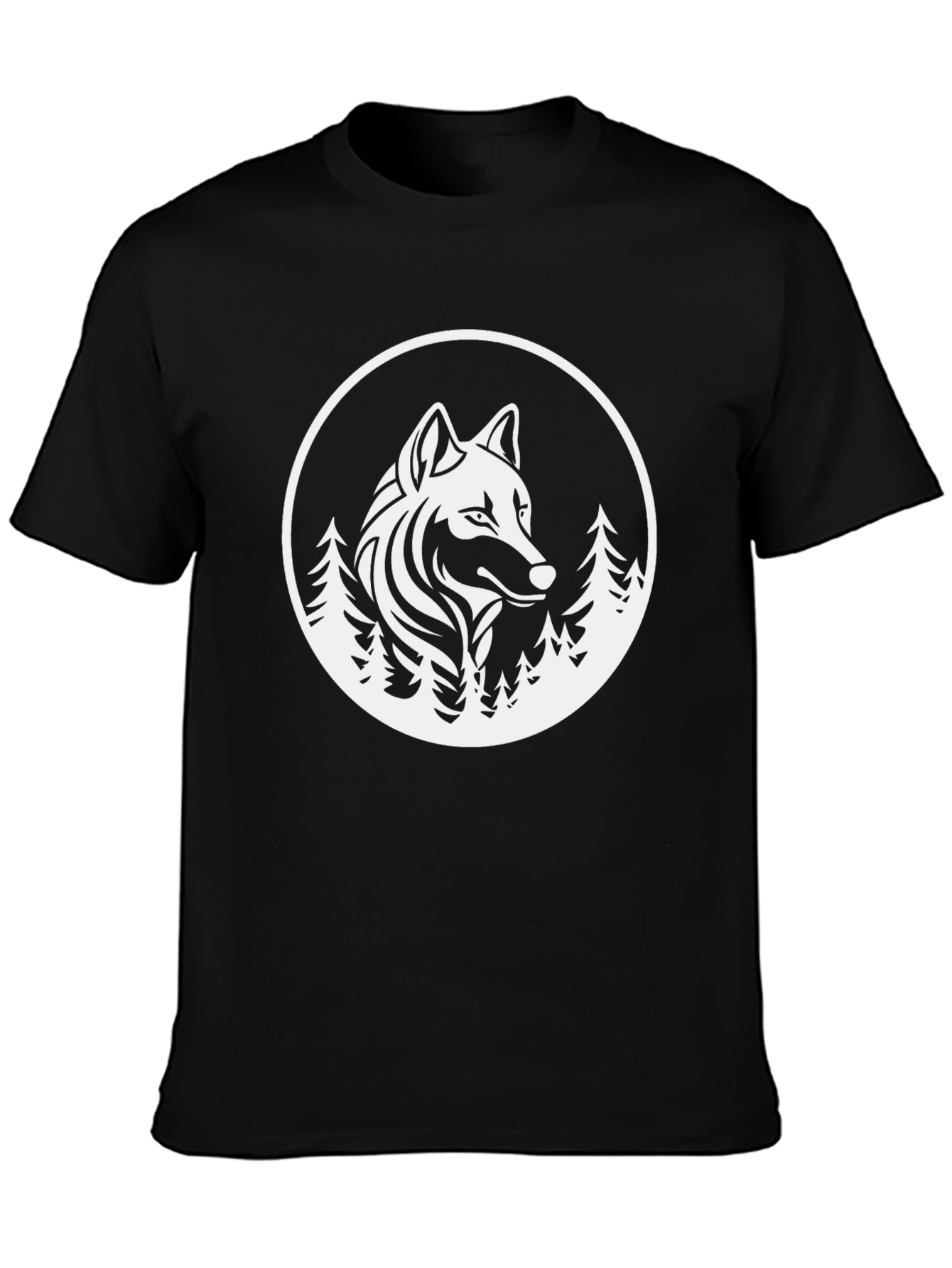 Wolf and Forest Graphic Tee - Black
