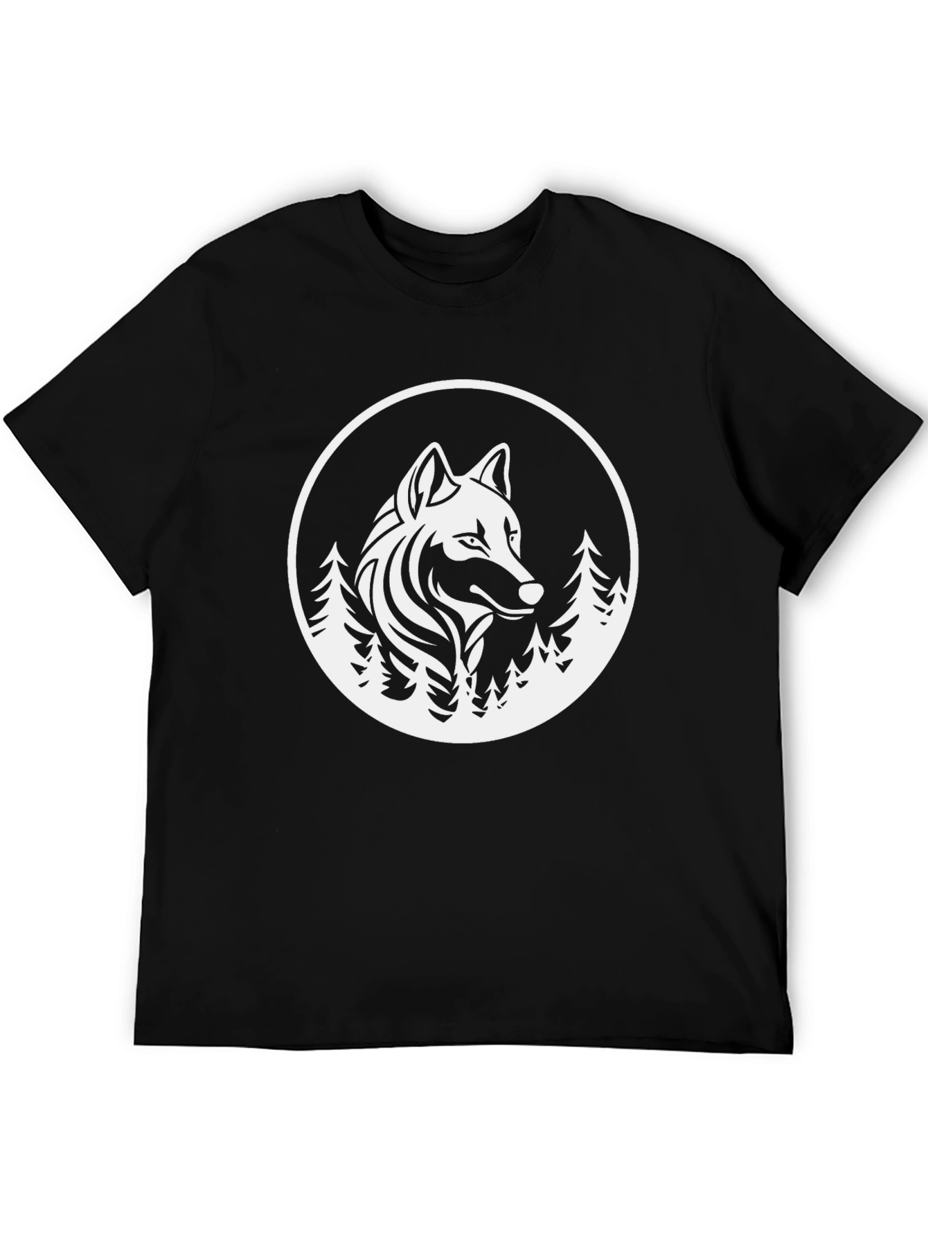 Wolf and Forest Graphic Tee - Black