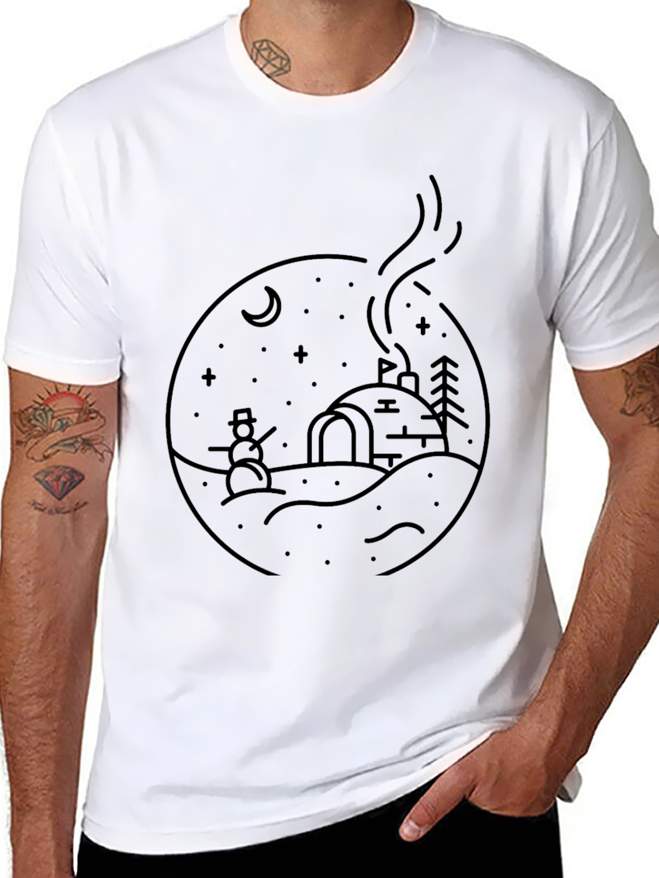 Winter Scene Graphic Tee - Black