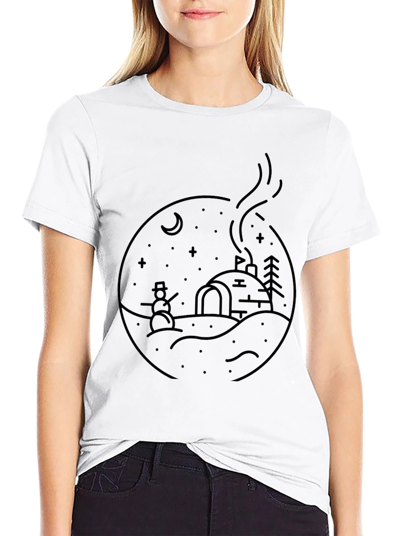 Winter Scene Graphic Tee - Black