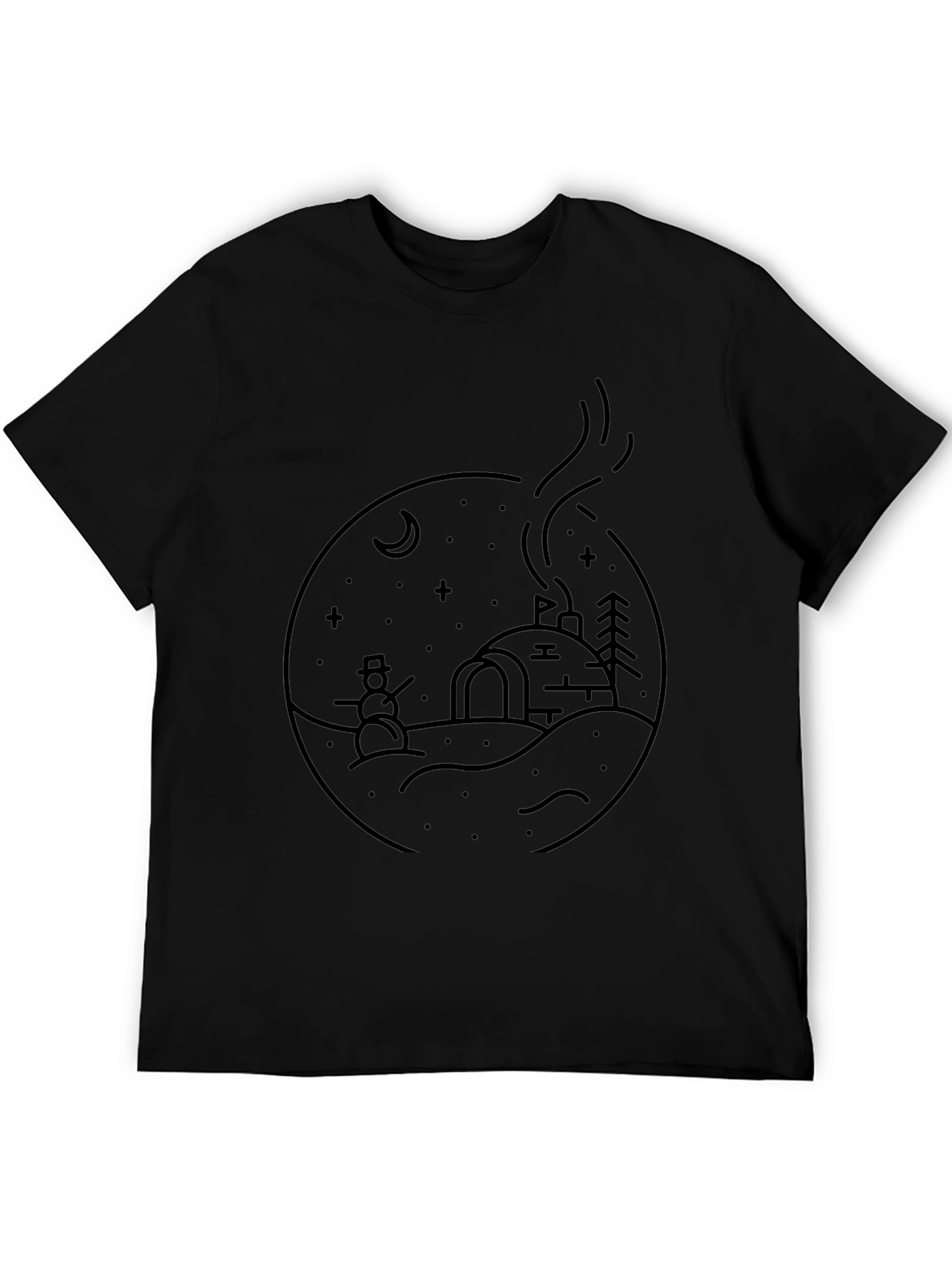 Winter Scene Graphic Tee - Black