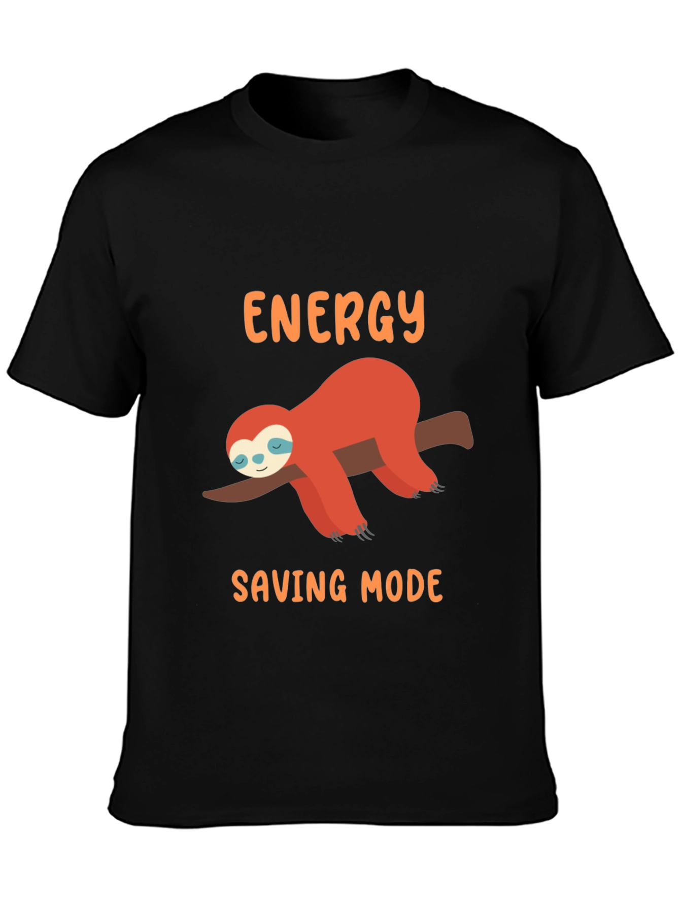 Energy Saving Mode Sloth Graphic Tee - Black