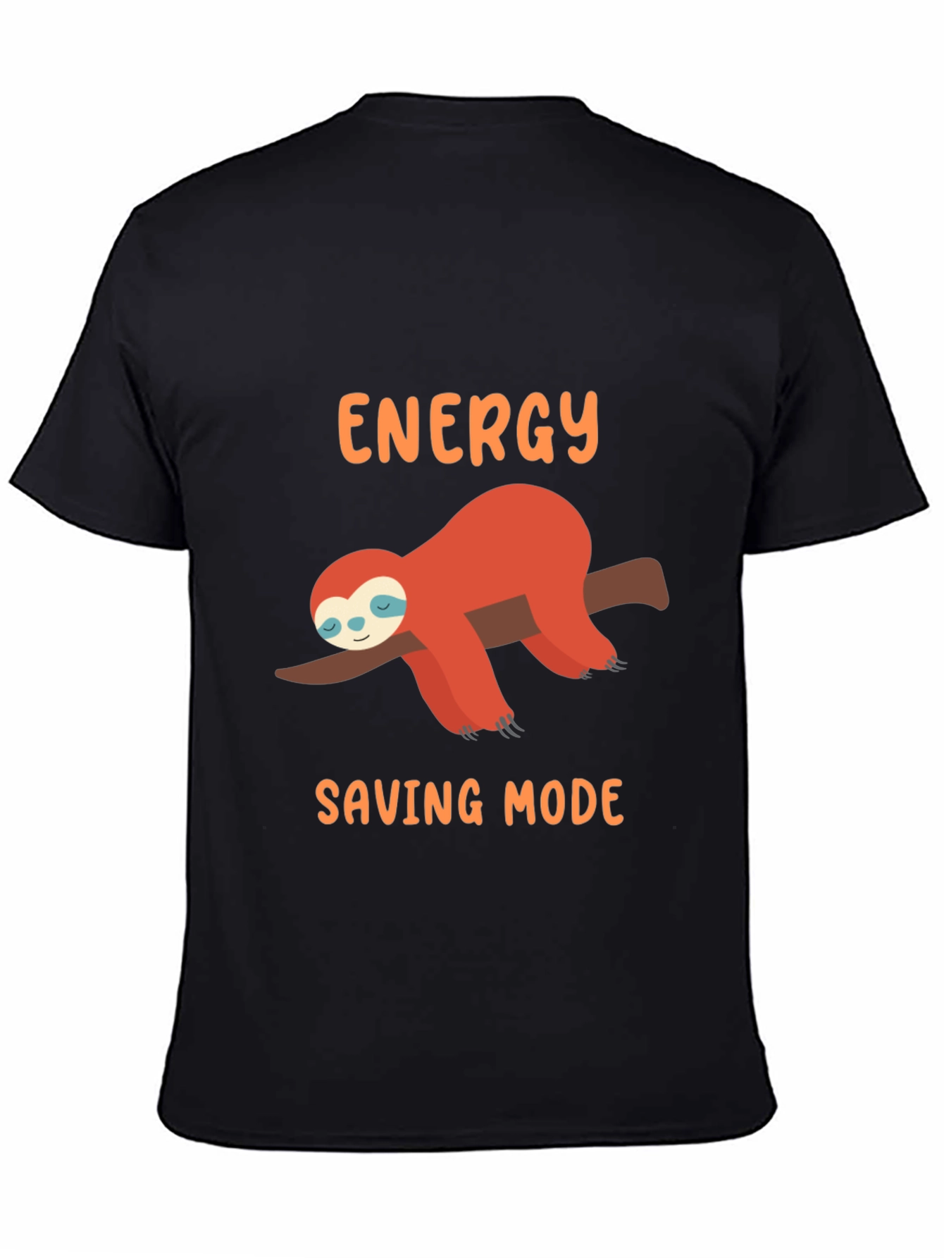 Energy Saving Mode Sloth Graphic Tee - Black