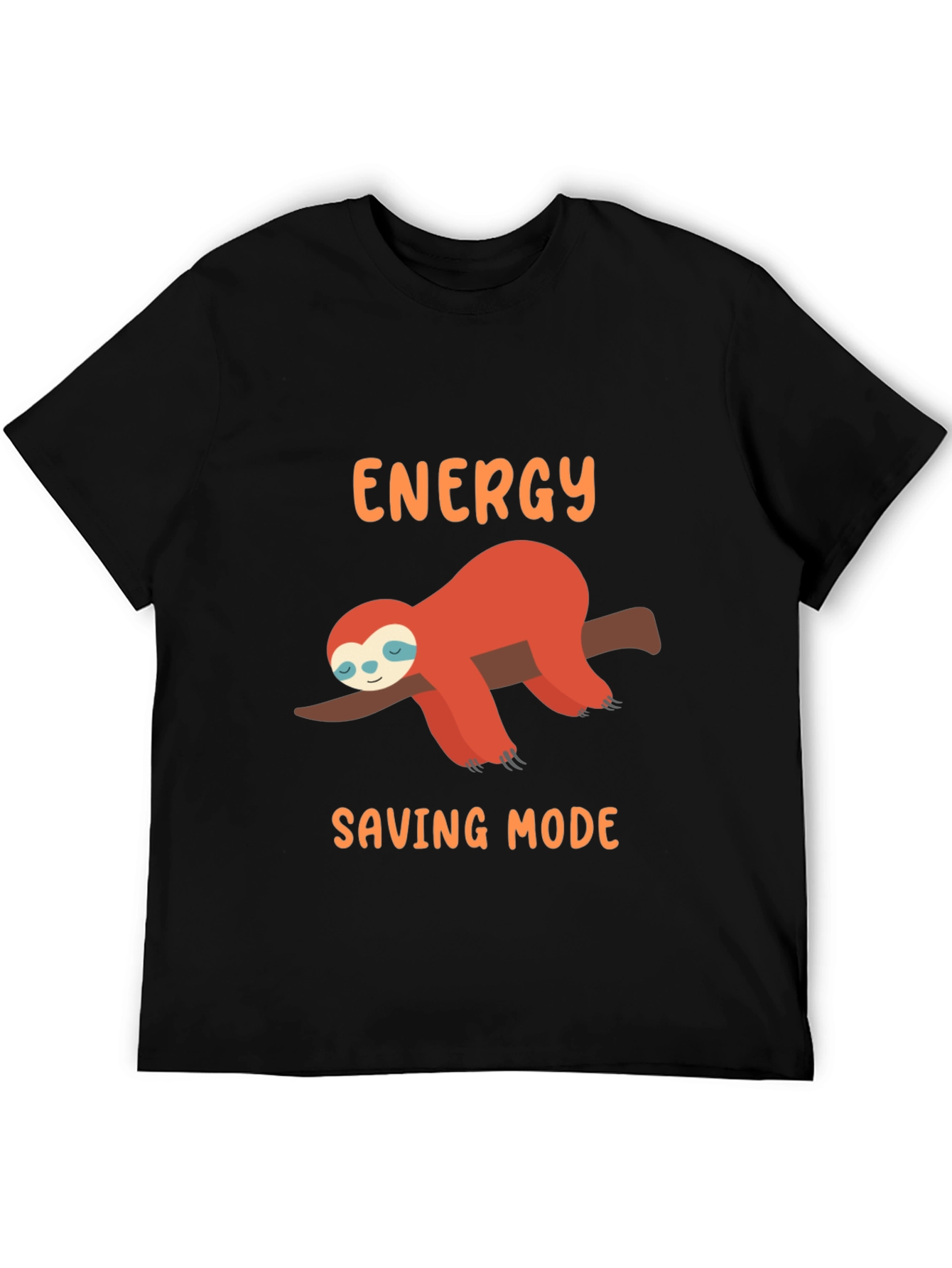 Energy Saving Mode Sloth Graphic Tee - Black