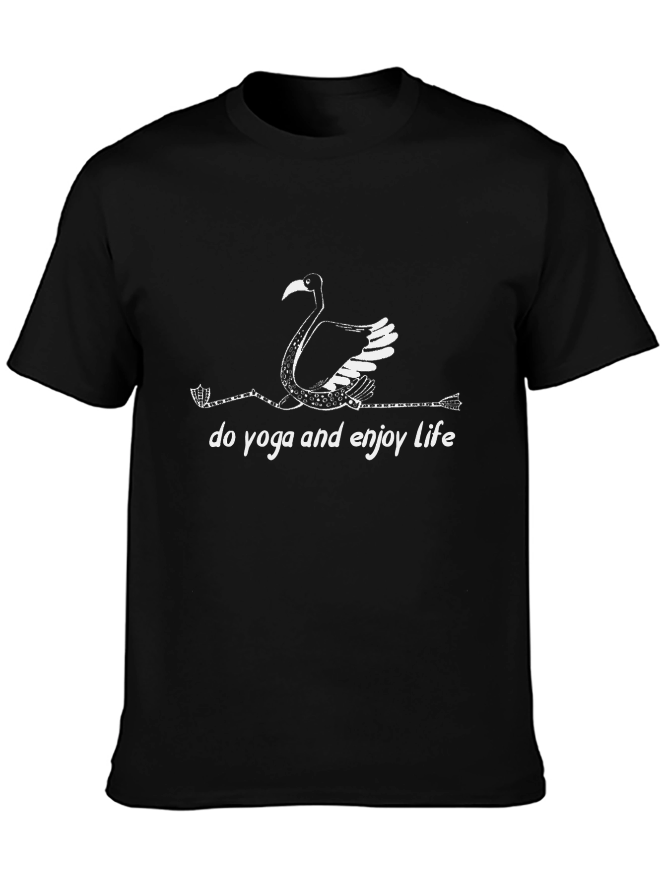Yoga Flamingo Black T-Shirt - Enjoy Life