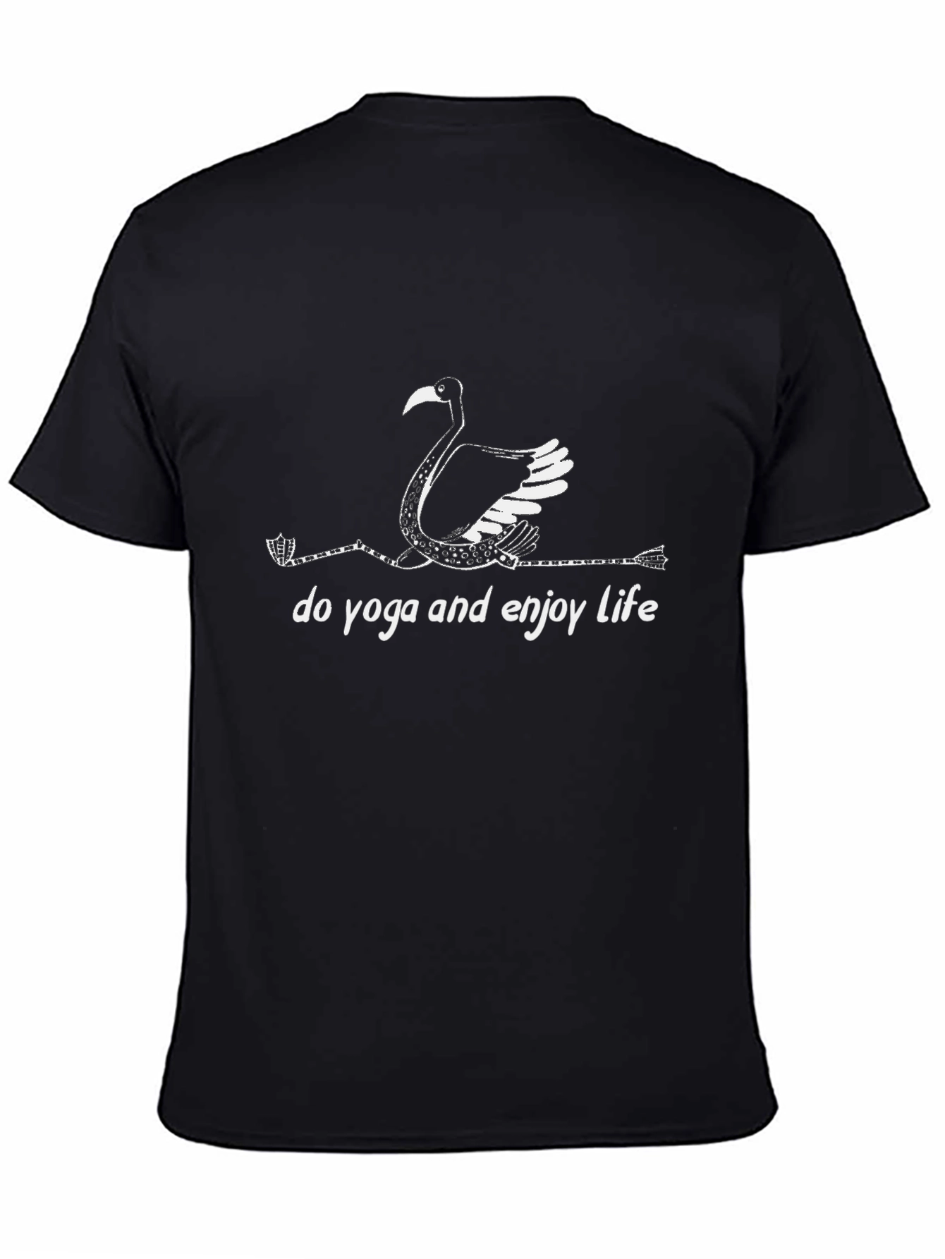 Yoga Flamingo Black T-Shirt - Enjoy Life