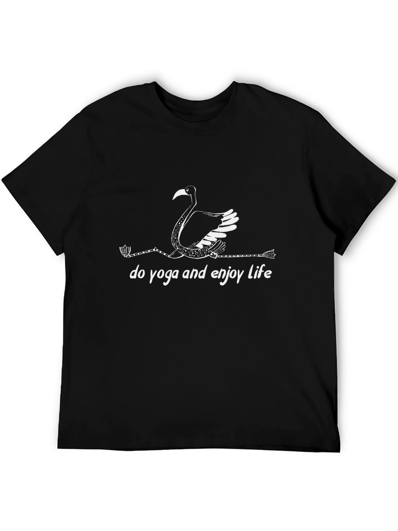 Yoga Flamingo Black T-Shirt - Enjoy Life