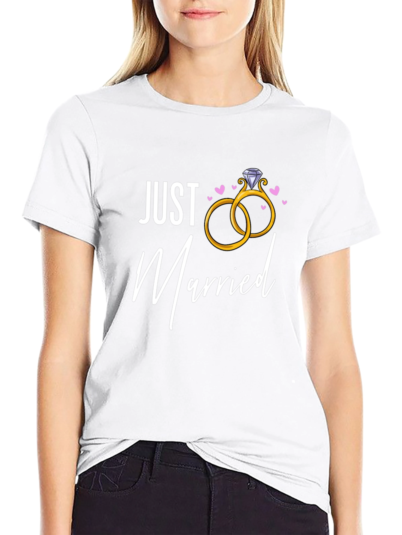 Just Married Rings Graphic Tee