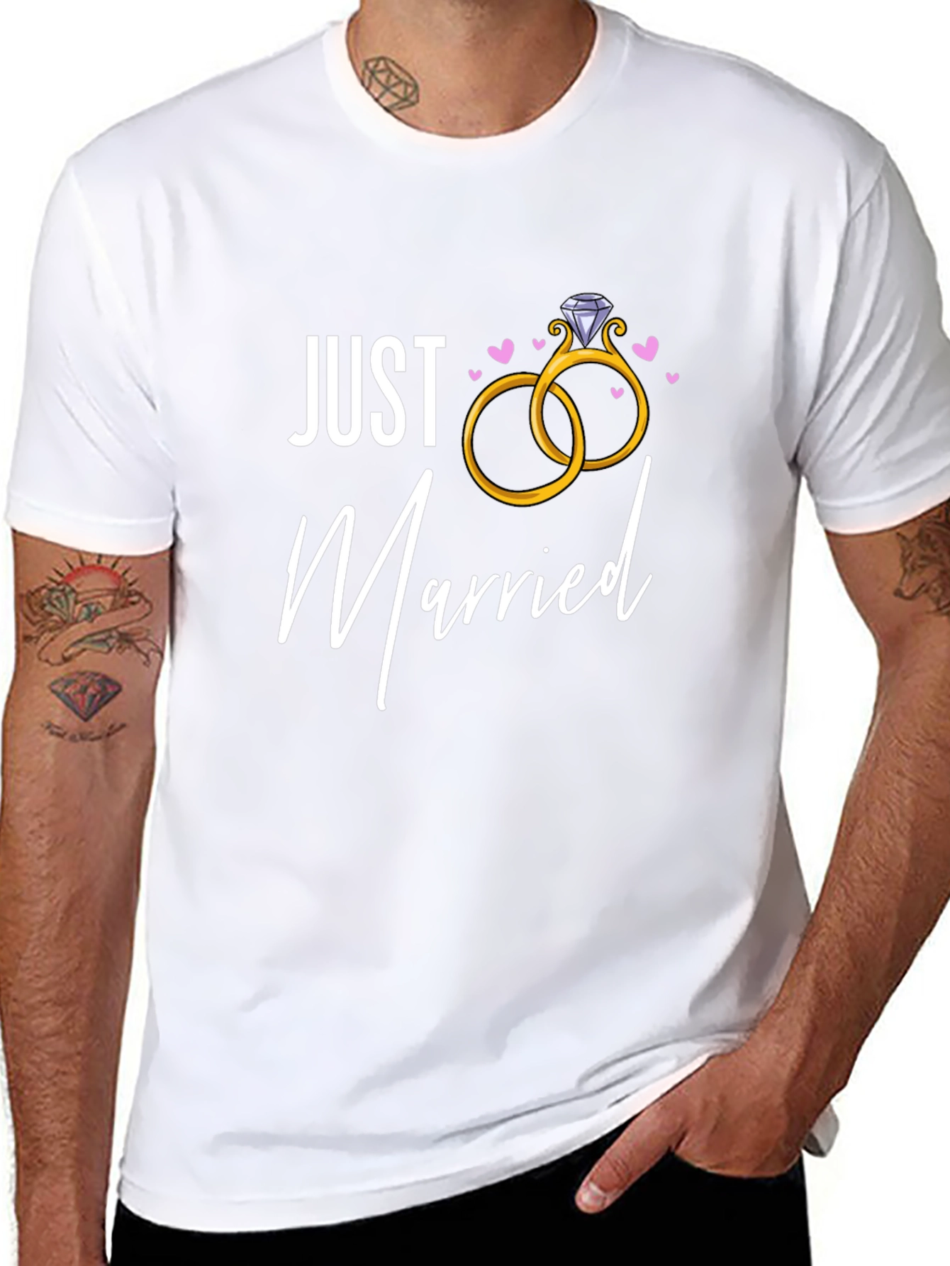 Just Married Rings Graphic Tee