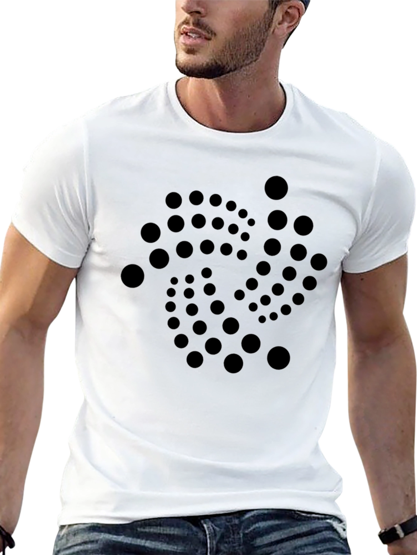 Abstract Circle Pattern T-Shirt - Black