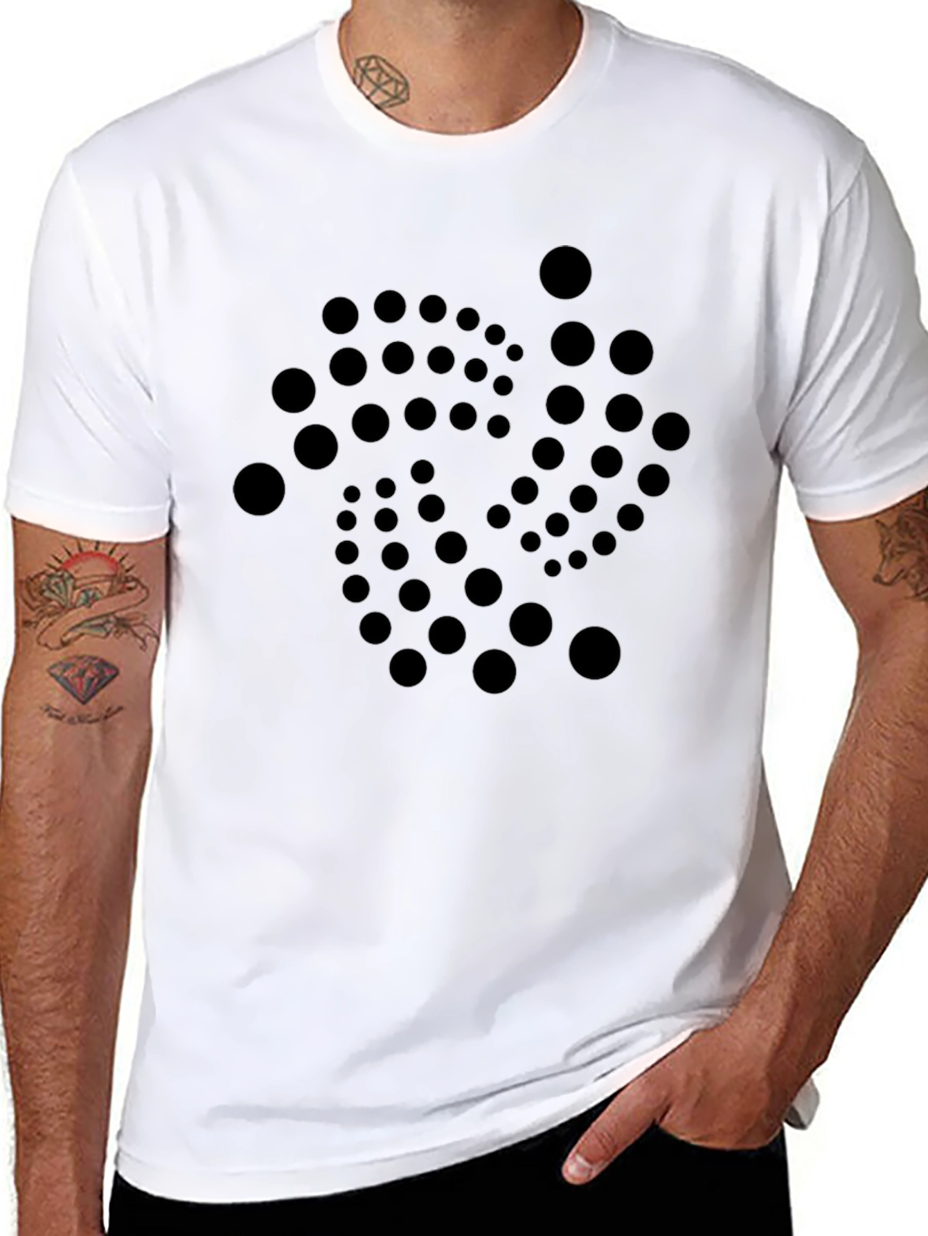 Abstract Circle Pattern T-Shirt - Black