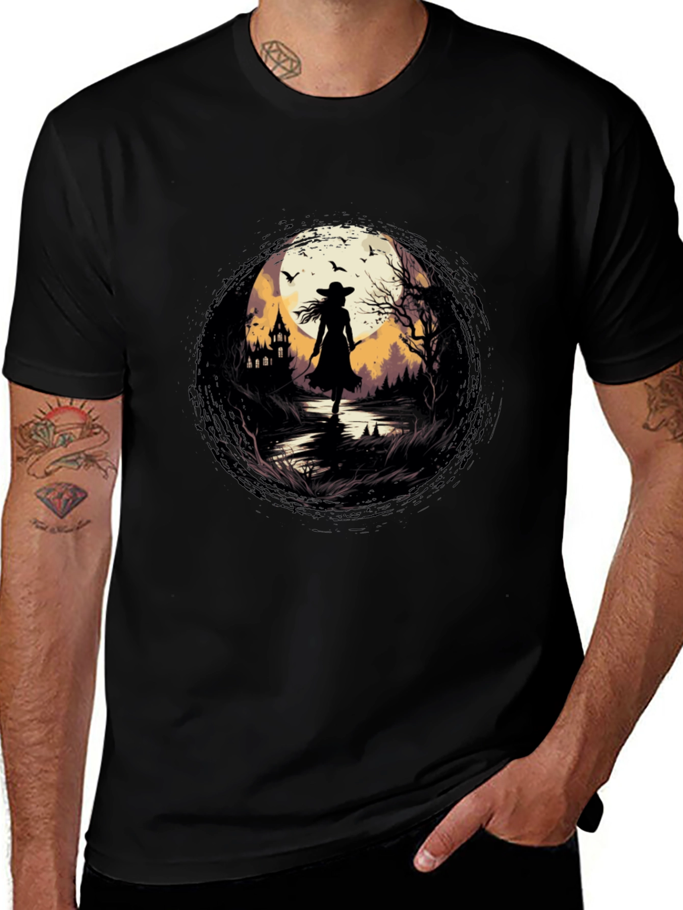Witch Silhouette Graphic T-Shirt