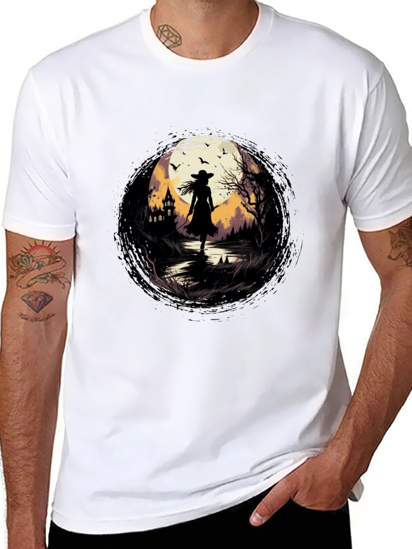 Witch Silhouette Graphic T-Shirt