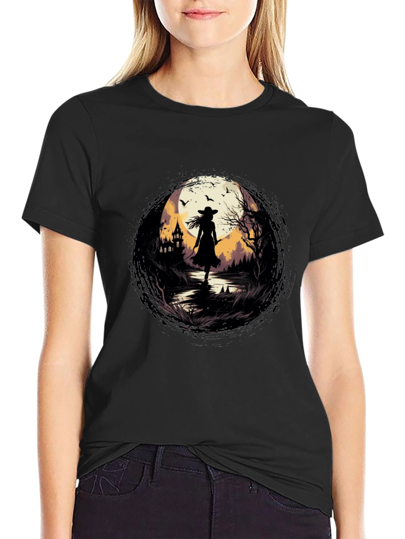 Witch Silhouette Graphic T-Shirt
