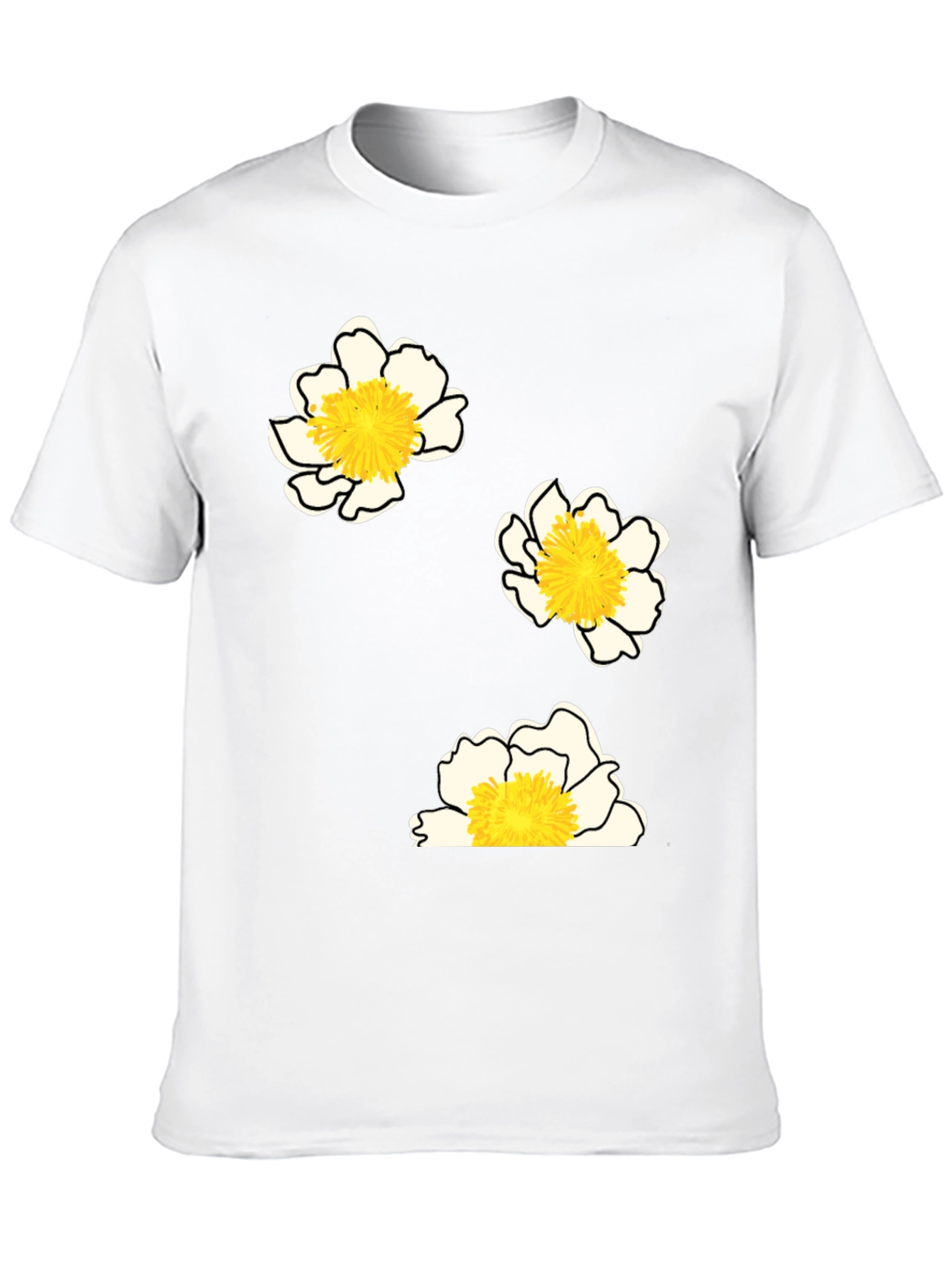 Floral Print T-Shirt - Black Casual Tee