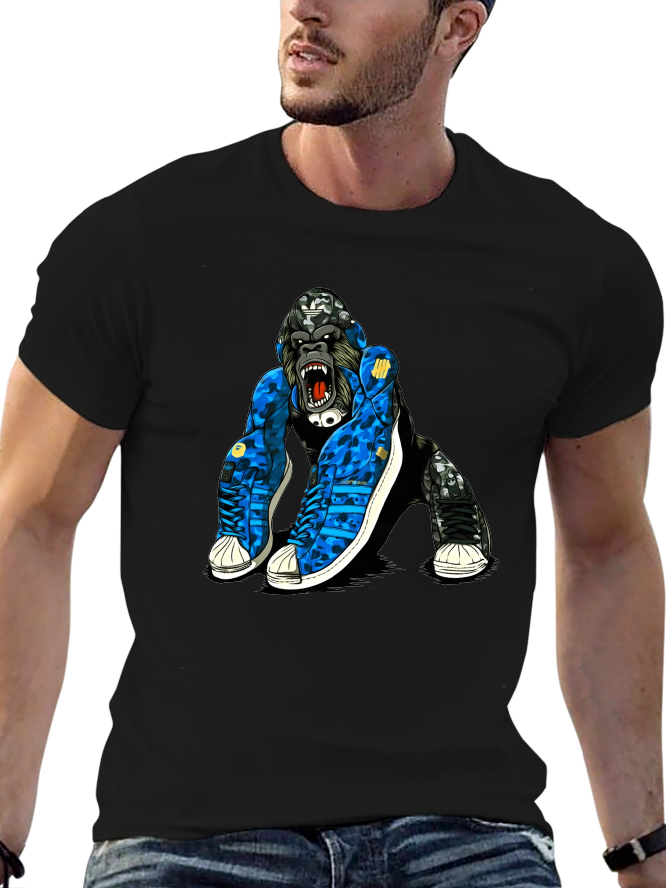 Cool Gorilla in Sneakers Graphic T-Shirt