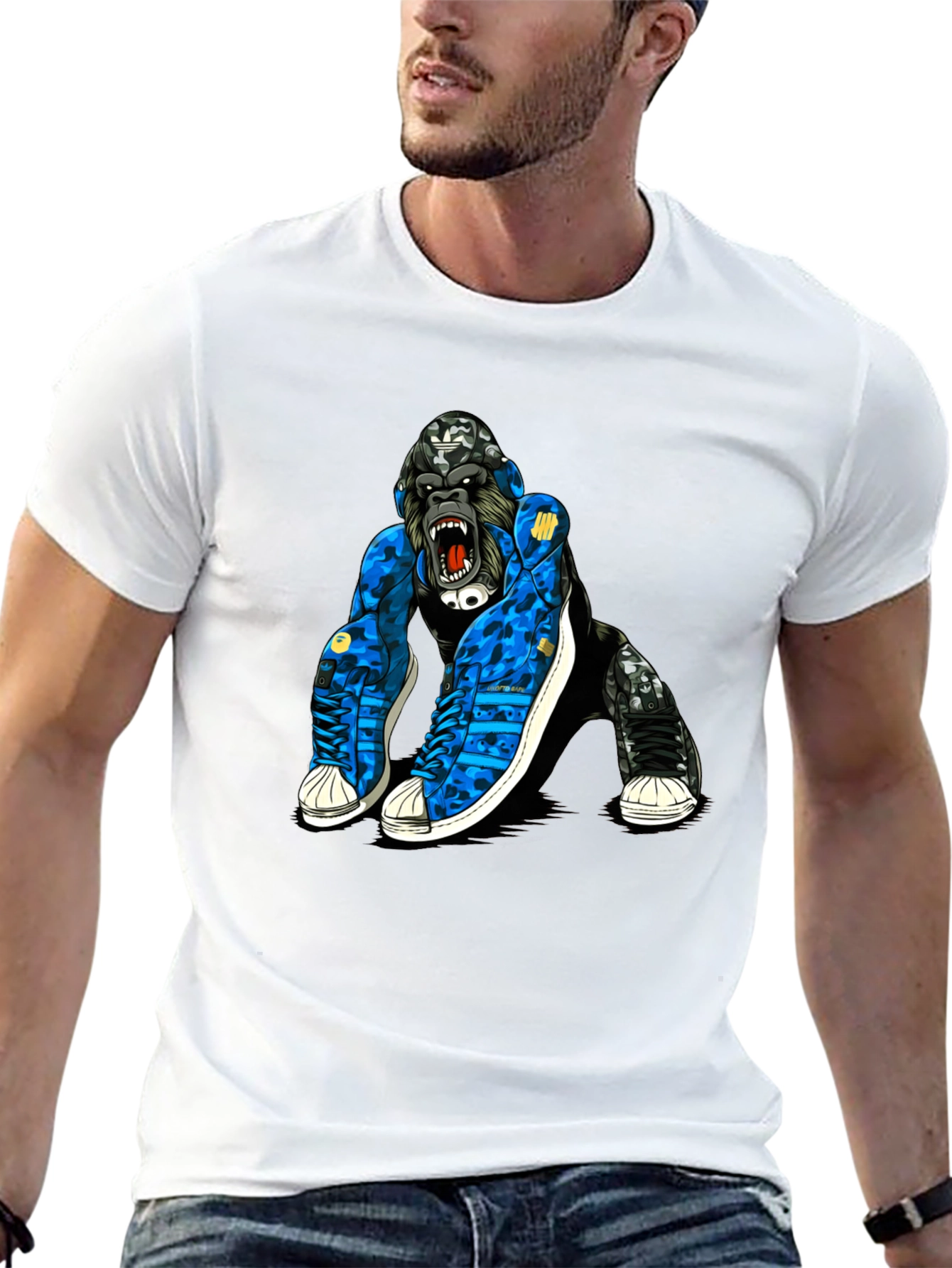 Cool Gorilla in Sneakers Graphic T-Shirt