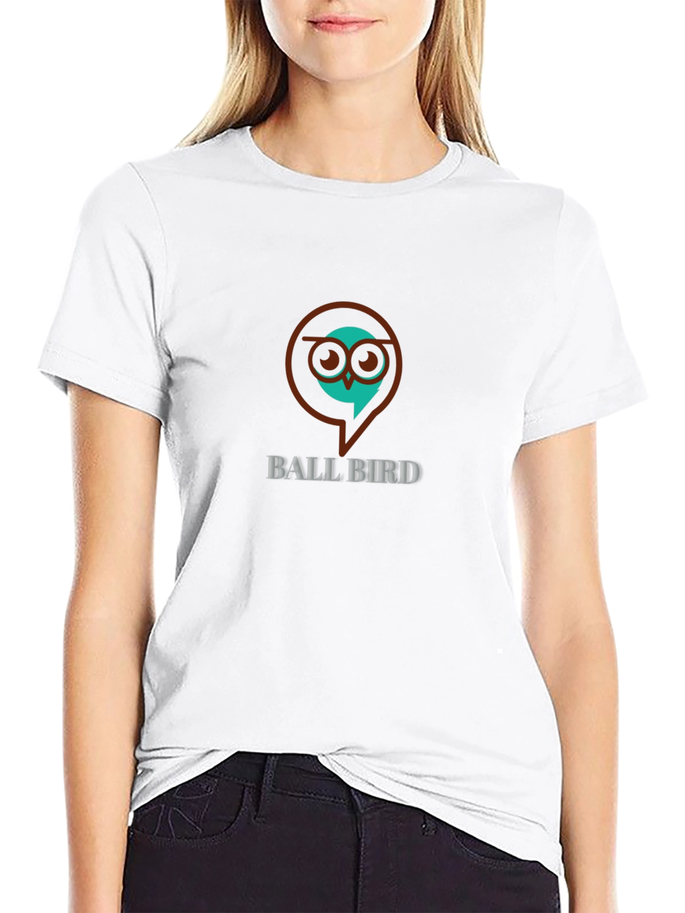 Ball Bird Graphic Print T-Shirt - Black