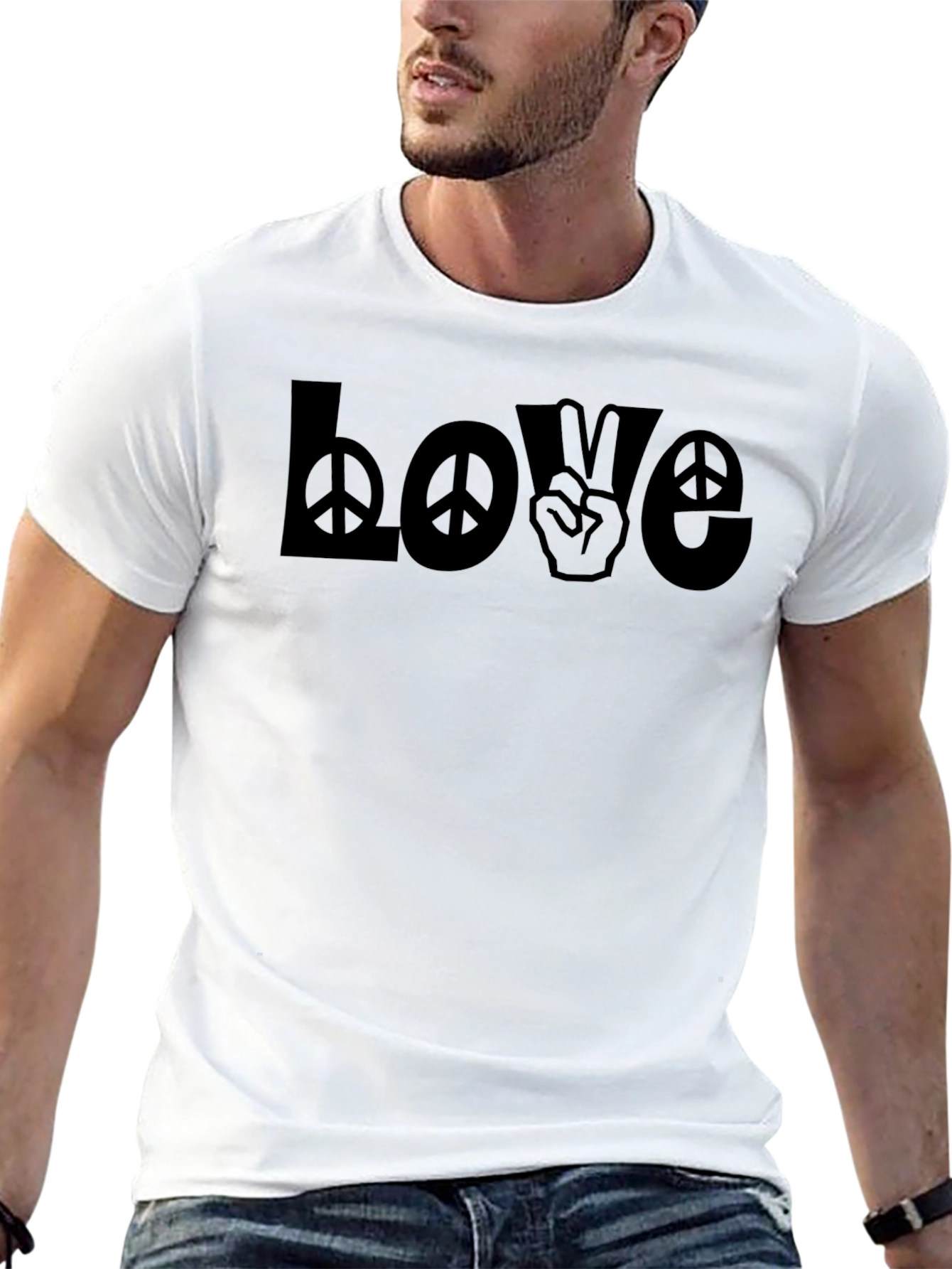 Love Peace Sign Graphic T-Shirt - Black